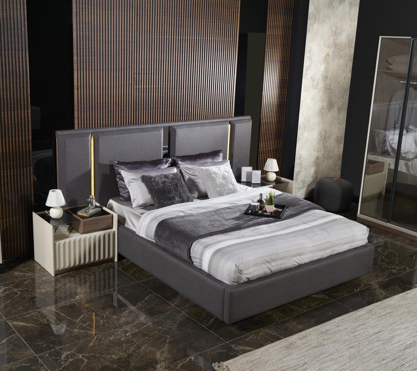 JVmoebel Schlafzimmer-Set Modern Set Schlafzimmer Bett 2x Nachttische 3tlg Luxus Komplett, (Bett / Nachttische), Made In Europe