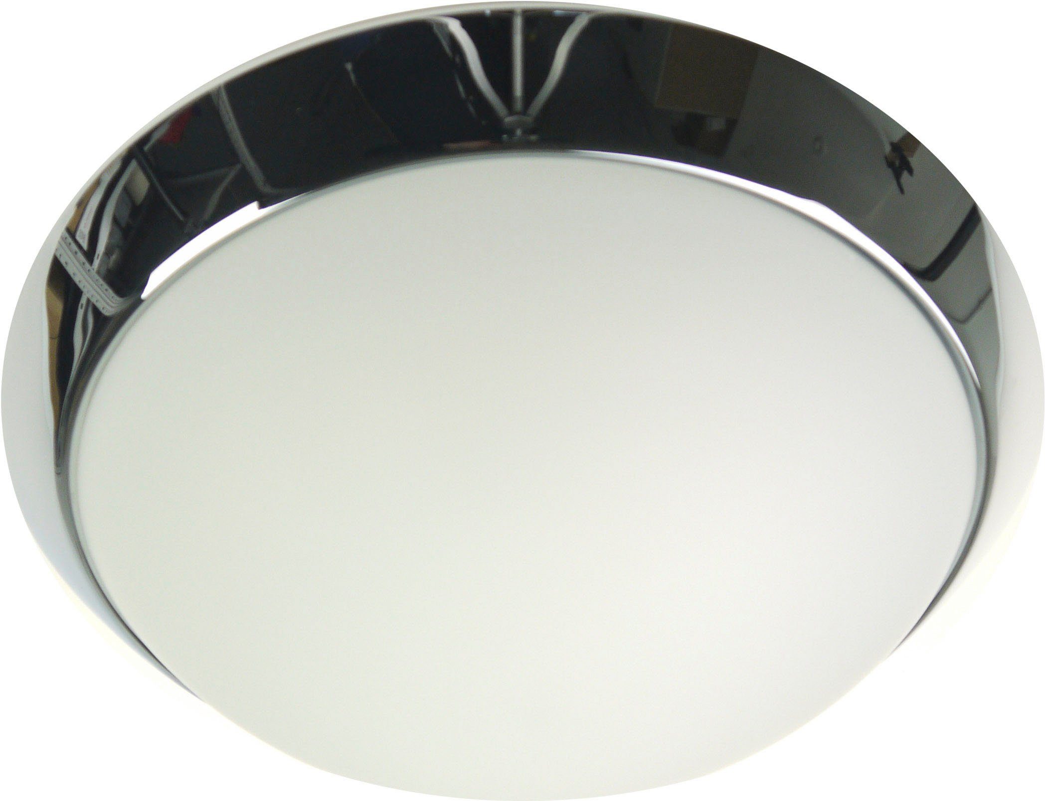niermann LED Deckenleuchte Opal matt, Dekorring Chrom, 40 cm, HF Sensor, LED, LED wechselbar, Warmweiß