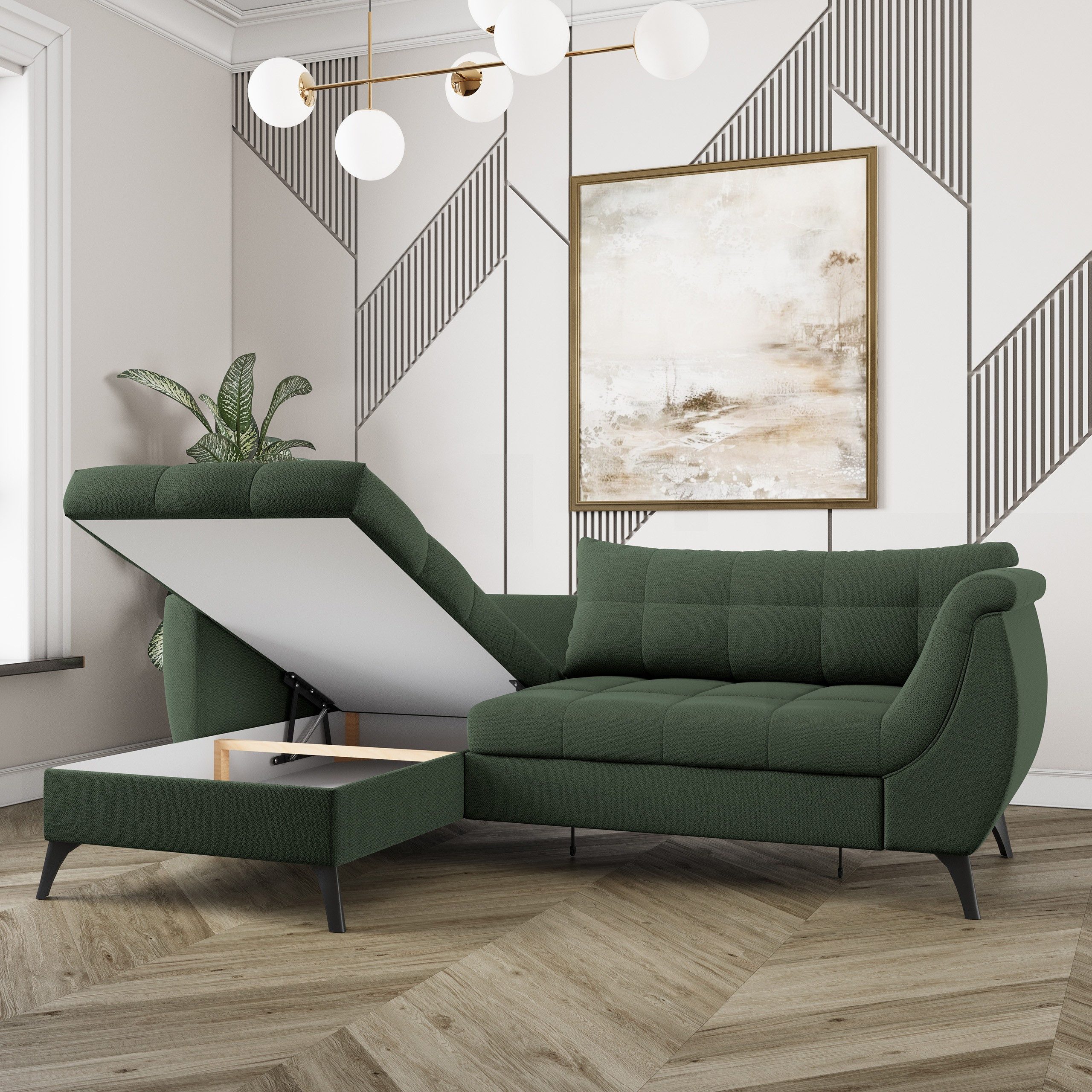 Masseno Ecksofa MOLLIS mit Schlaffunktion L-Form, Sofa mit Bettkasten