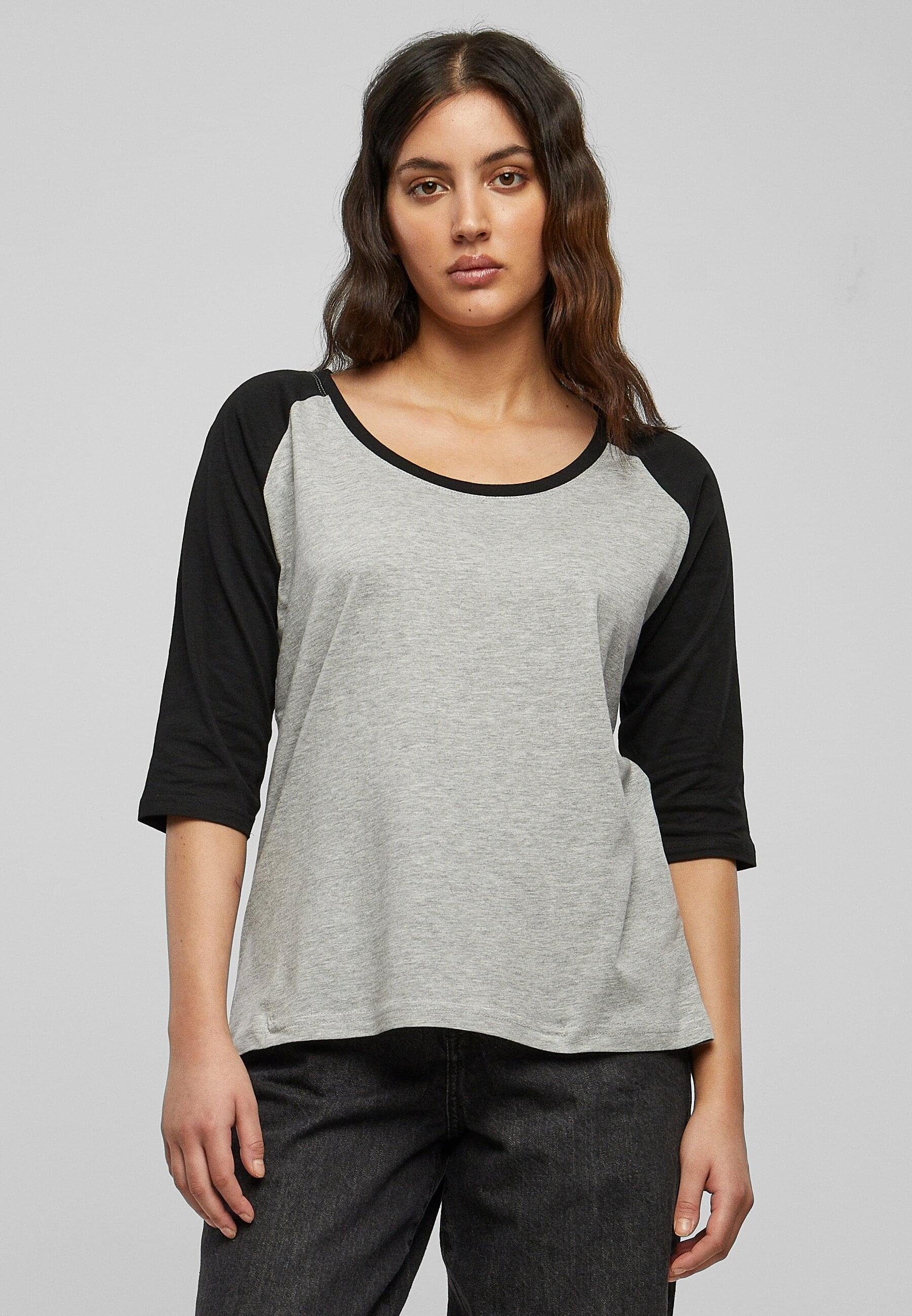 Contrast Raglan Ladies URBAN grey/black Kurzarmshirt CLASSICS Tee 3/4 Damen (1-tlg)