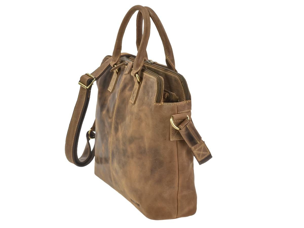 Greenburry Aktentasche "Vintage" Business Shopper 40x30cm antik braun, used Look, Businesstasche, für Herren, für Damen, antikbraun
