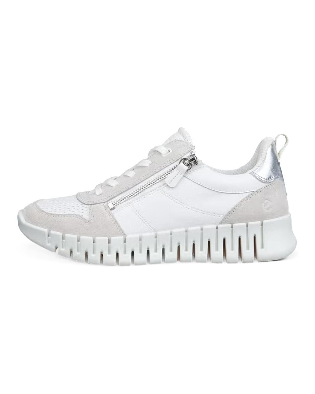 Ecco Gruuv Zip Lace (Premium-Leder) weiss Damen Sneaker