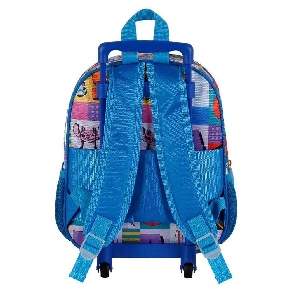 Karactermania Kinderrucksack Disney Lilo & Stitch Trolley Vorschulrucksack Kindergarten Rucksack, praktische Räder, 3D Frontprägung