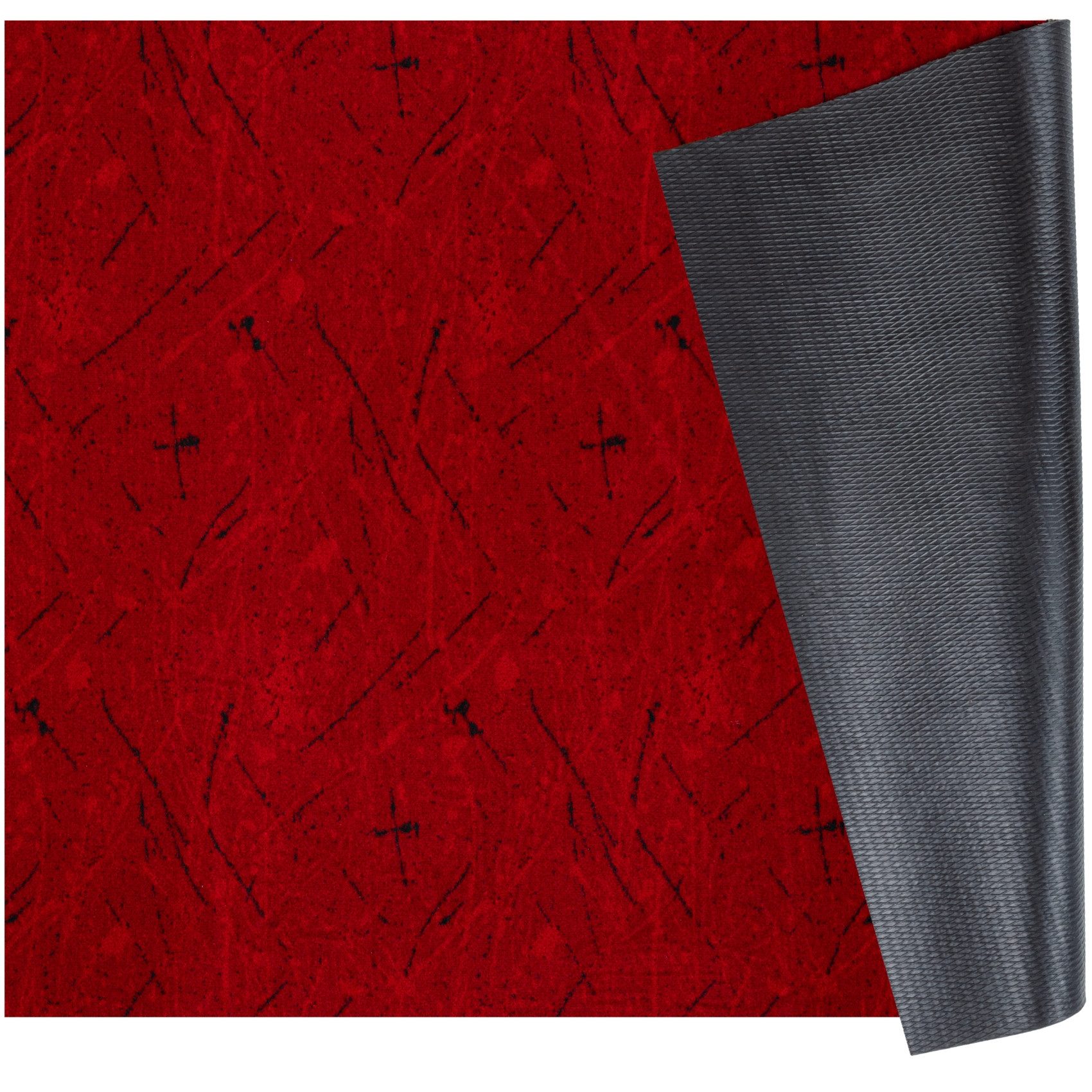 ANRO Küchenläufer RAHMA Industrie Spritzer pflegeleicht Flurläufer Küchenteppich, eckig, Höhe: 3 mm, Teppichläufer 100cm Minimalistisch Rot wasserdicht