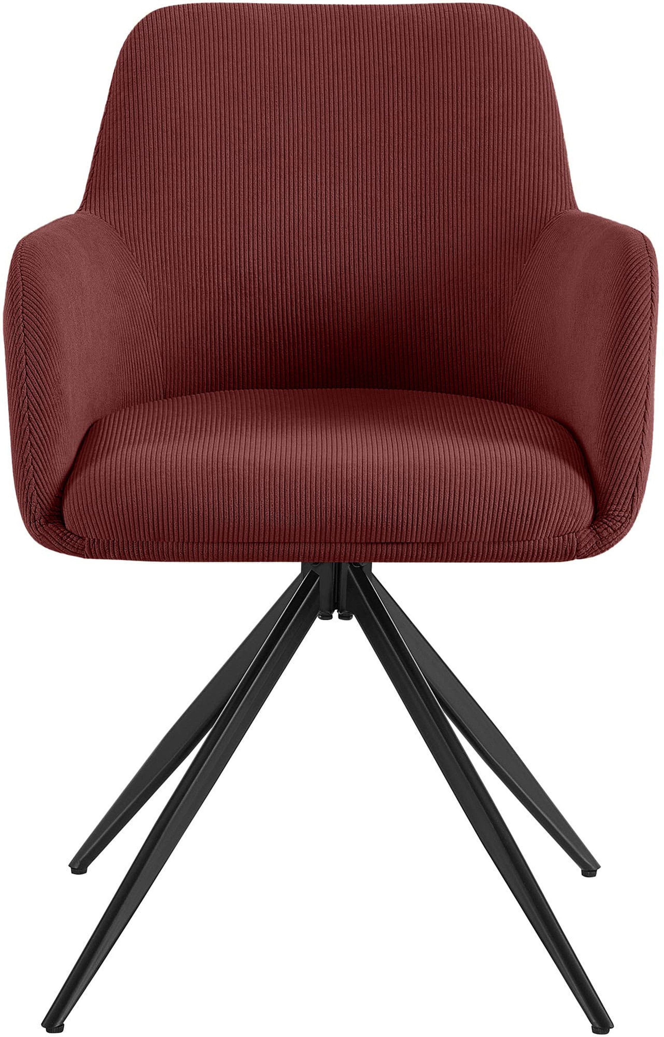 TPFLiving Besucherstuhl 180 Grad Drehfunktion, Stuhl mit bequemer Sitzfläche: Cord bordeauxrot