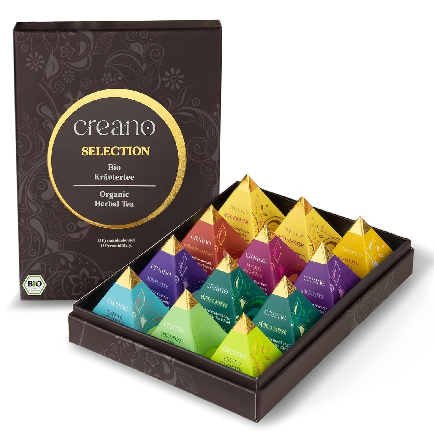 Teebox Creano Premium Tee Geschenkset Pyramiden 30 g organic