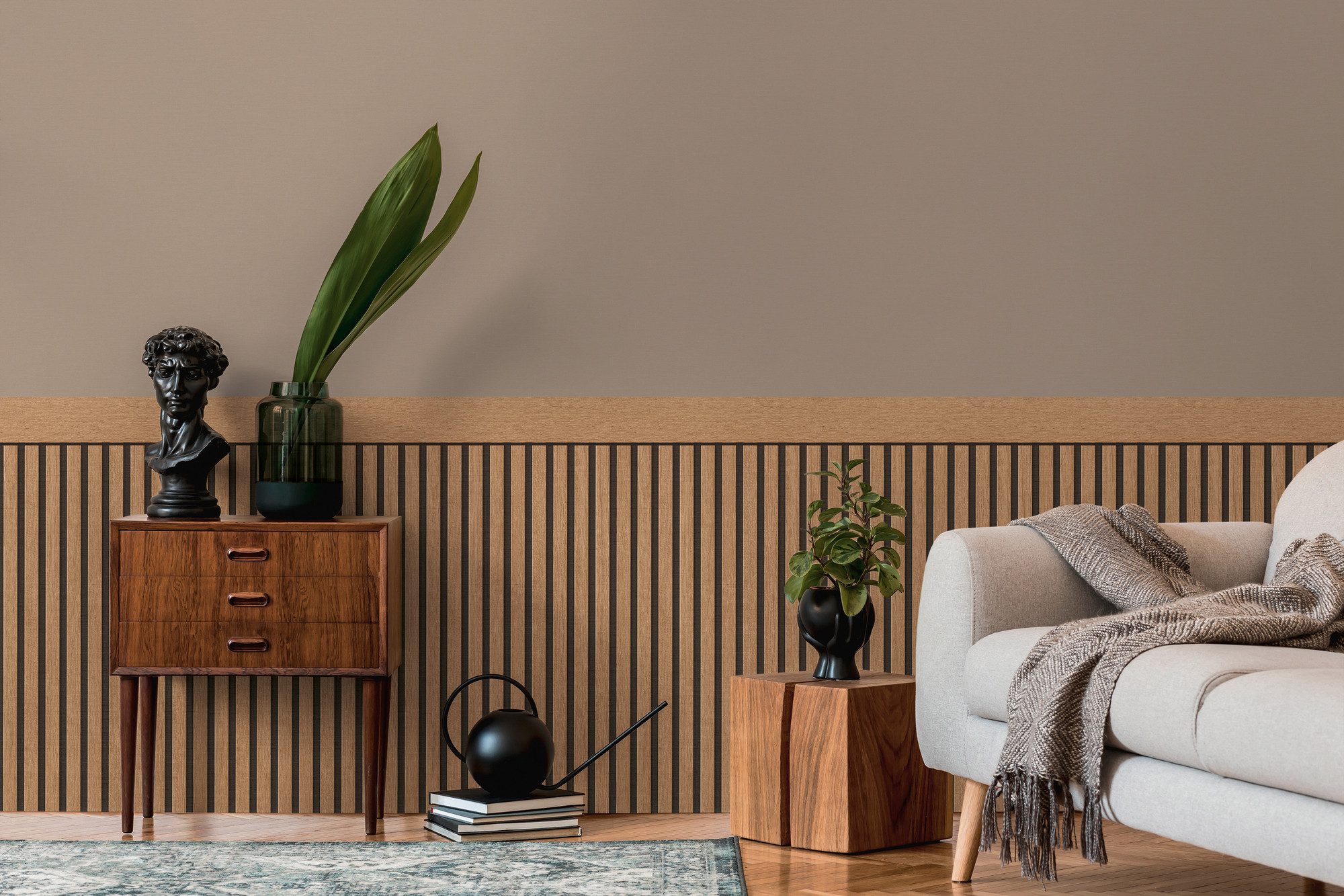 living walls Vliestapete Wallpanel Tapete Wandpaneele Mustertapete Holzpaneele Natur, strukturiert, matt, (1 St), Vliestapete Holz-Optik für Schlafzimmer Küche Wohnzimmer Wandpaneele