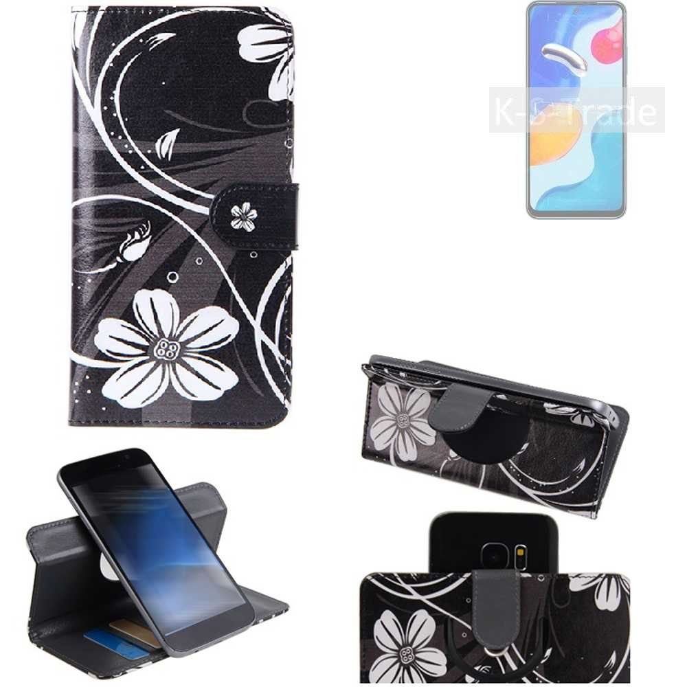 K-S-Trade Handyhülle für Xiaomi Redmi Note 11S Global, Schutzhülle Handyhülle Hülle 360° Wallet Case ''Flowers''