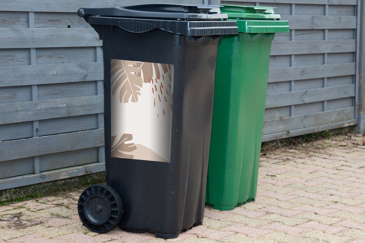 St), Sommer MuchoWow - Mülltonne, Abfalbehälter - Wandsticker (1 Blatt Tropisch Container, Sticker, Mülleimer-aufkleber,