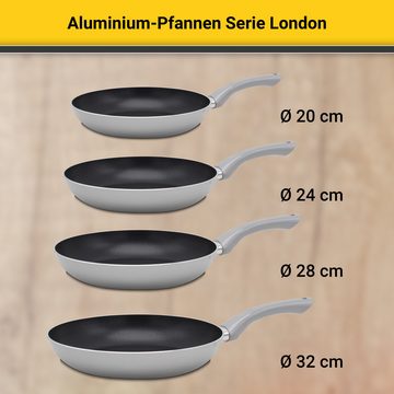 Krüger Pfannen-Set Aluminium Pfannenset London, 3 tlg., Aluminium (Set, 3-tlg., je 1 Bratpfanne Ø 20 / 28 cm, 1 Pfannenwender), für Induktions-Kochfelder geeignet