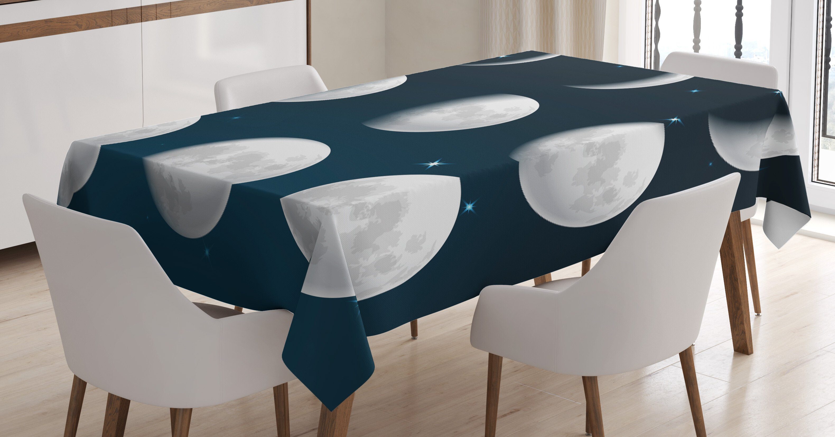 Abakuhaus Tischdecke geeignet Für Außen Farben, Bereich Farbfest Cosmic Waschbar Klare Mondphasen den astrologische
