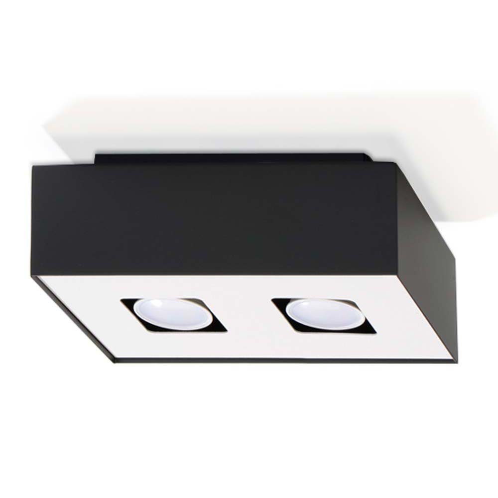 etc-shop Deckenstrahler, Leuchtmittel nicht inklusive, Deckenleuchte Deckenlampe Weiß Schwarz Stahl 2-flammig L 24 cm