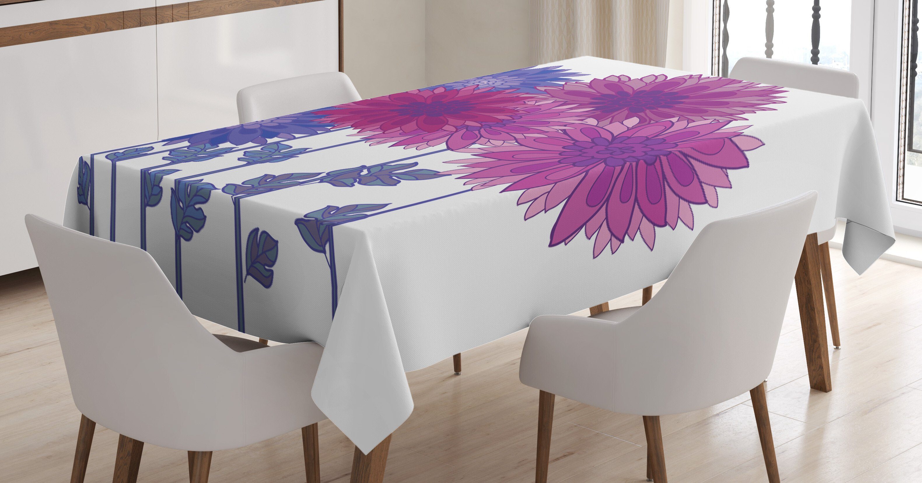 Abakuhaus Tischdecke Farbfest Waschbar Für den Außen Bereich geeignet Klare Farben, Dahlie Aster Chrysanthemum Petaşs