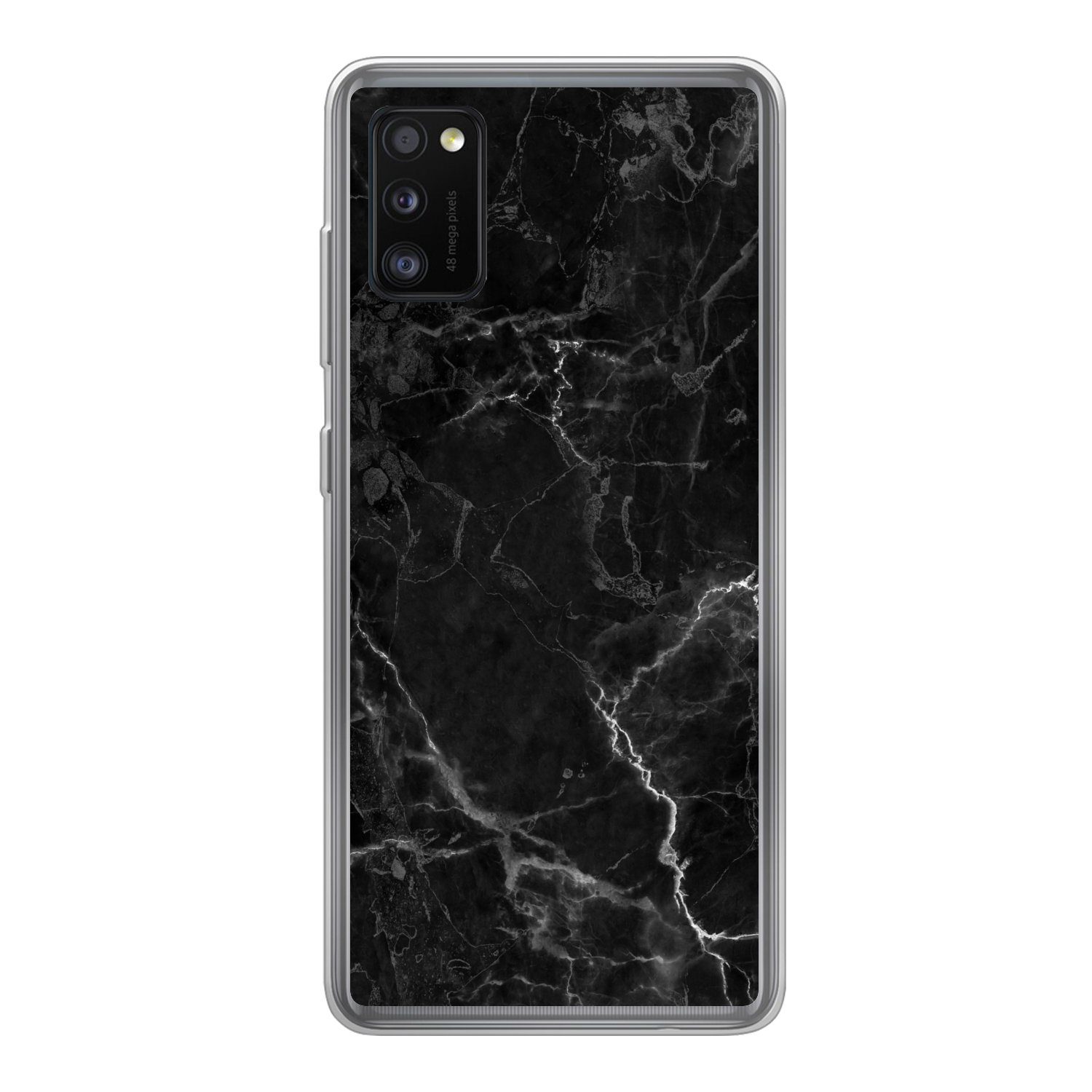 MuchoWow Handyhülle für Samsung Galaxy A41 Marmor - Schwarz - Weiß - Textur - Marmoroptik, Smartphone-Bumper, Print, Handy Schutzhülle Dünn