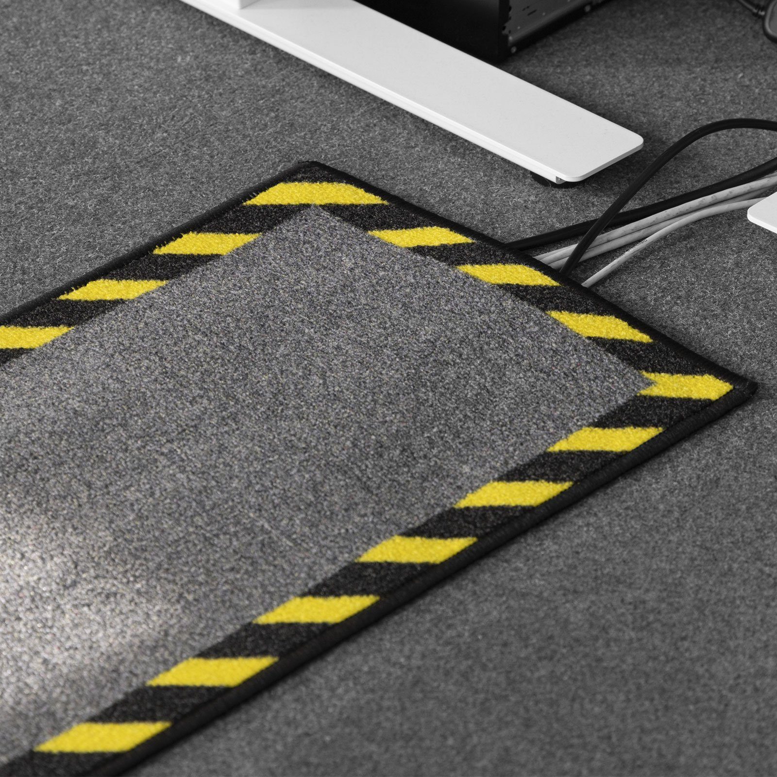 Floordirekt Bodenschutzmatte Kabelmatte mit Warnumrandung, 2 Größen, Matte,  waschbar