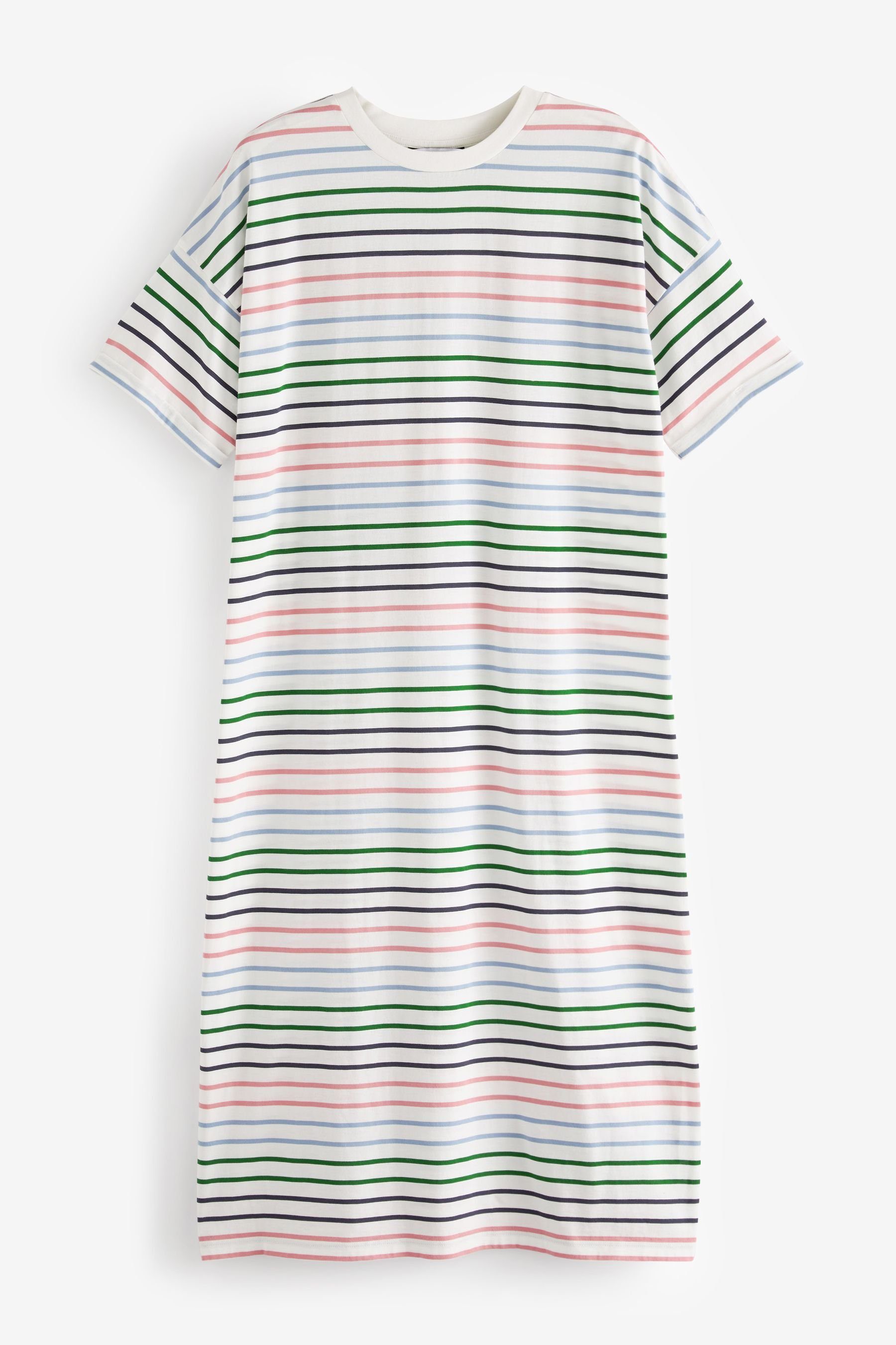 aus Baumwolle T-Shirt-Kleid 100 (1-tlg) % Next Multicoloured Gestreiftes Shirtkleid