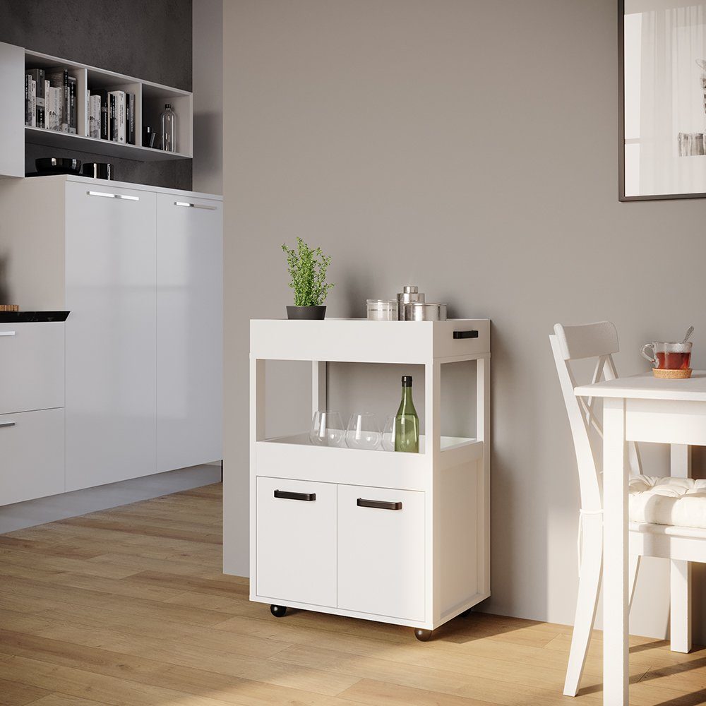 Vicco Barschrank Simon, Weiß, 40 x 89 cm