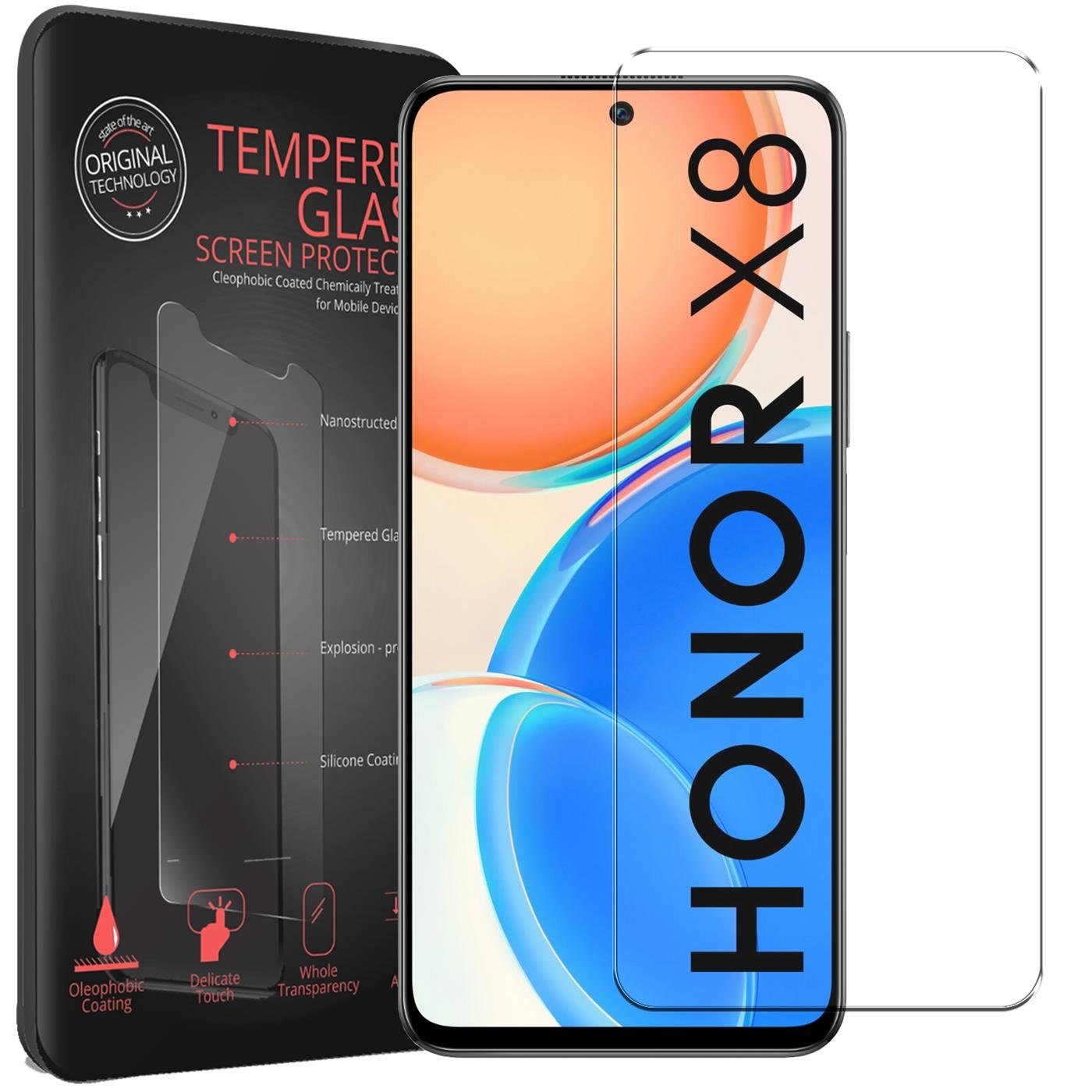 CoolGadget Schutzfolie Panzerfolie für Honor X8, (9H Härtegrad, 2x Schutzglas, 1xReinigungset), Displayfolie Panzer Schutzfolie 2 Stück für Honor X8 Glas Folie