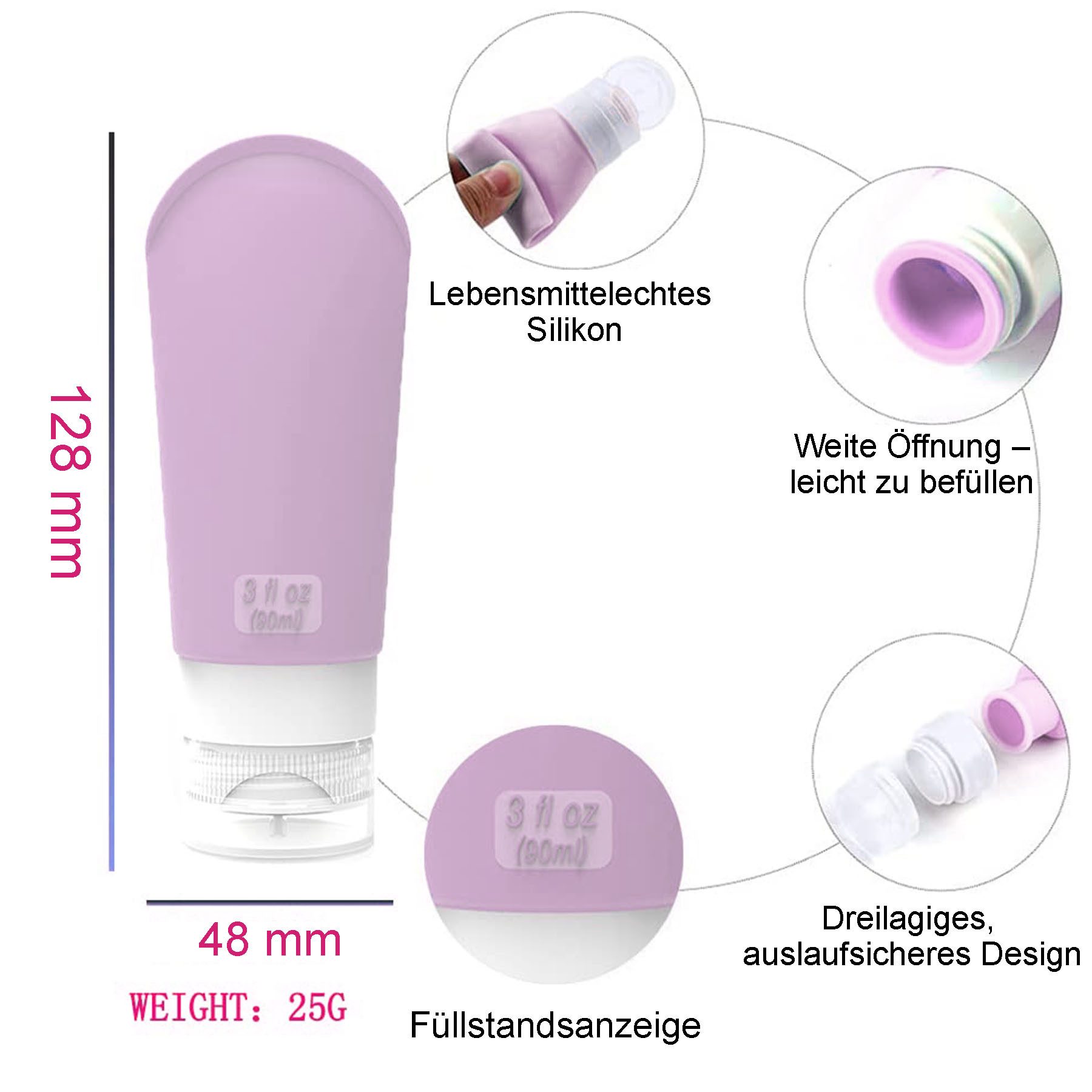 Keyura Kulturbeutel 17 Stück Reiseflaschen Set, Auslaufsicher Nachfüllbar S günstig online kaufen