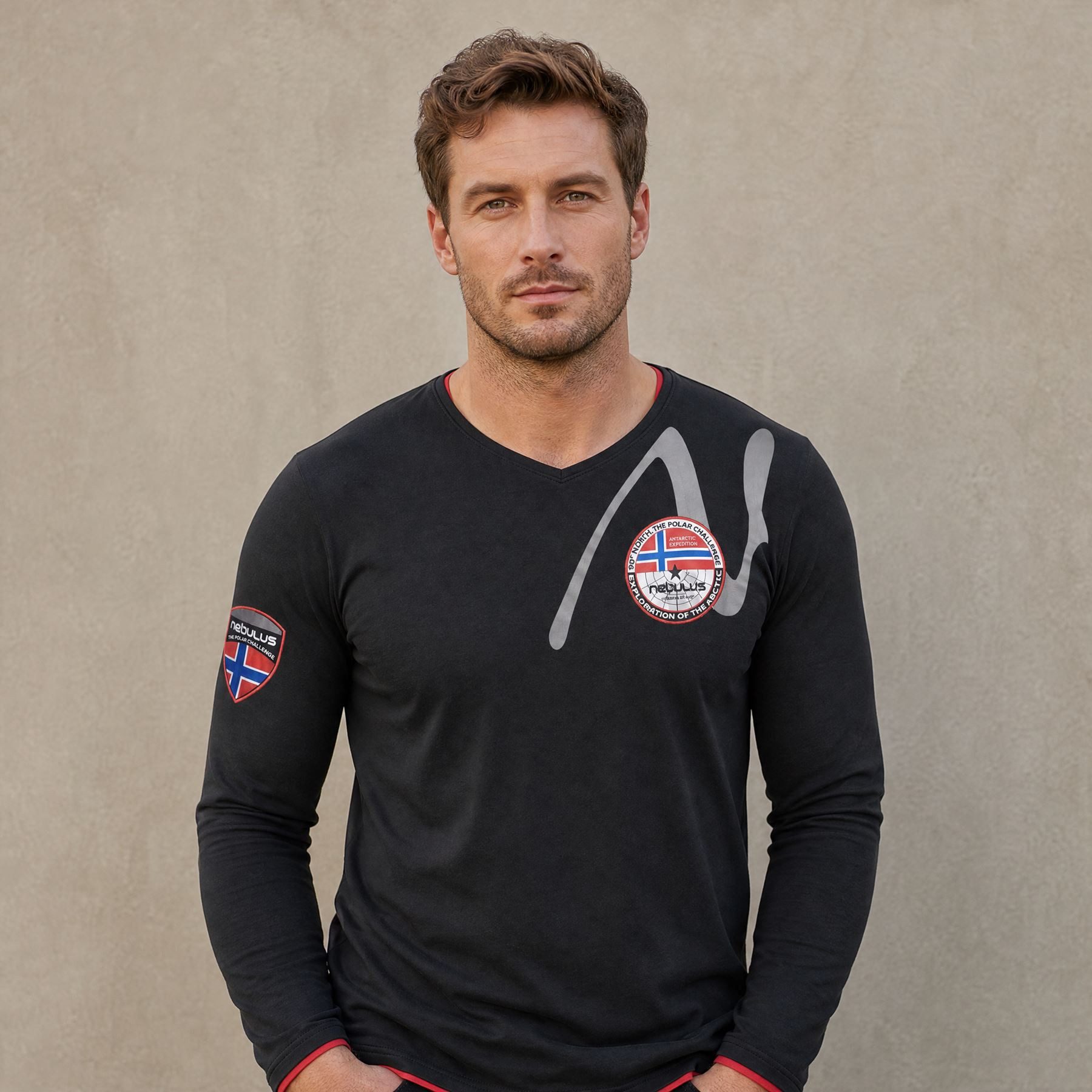 Nebulus Langarmshirt HARU, P5378 - Herren, schwarz, S