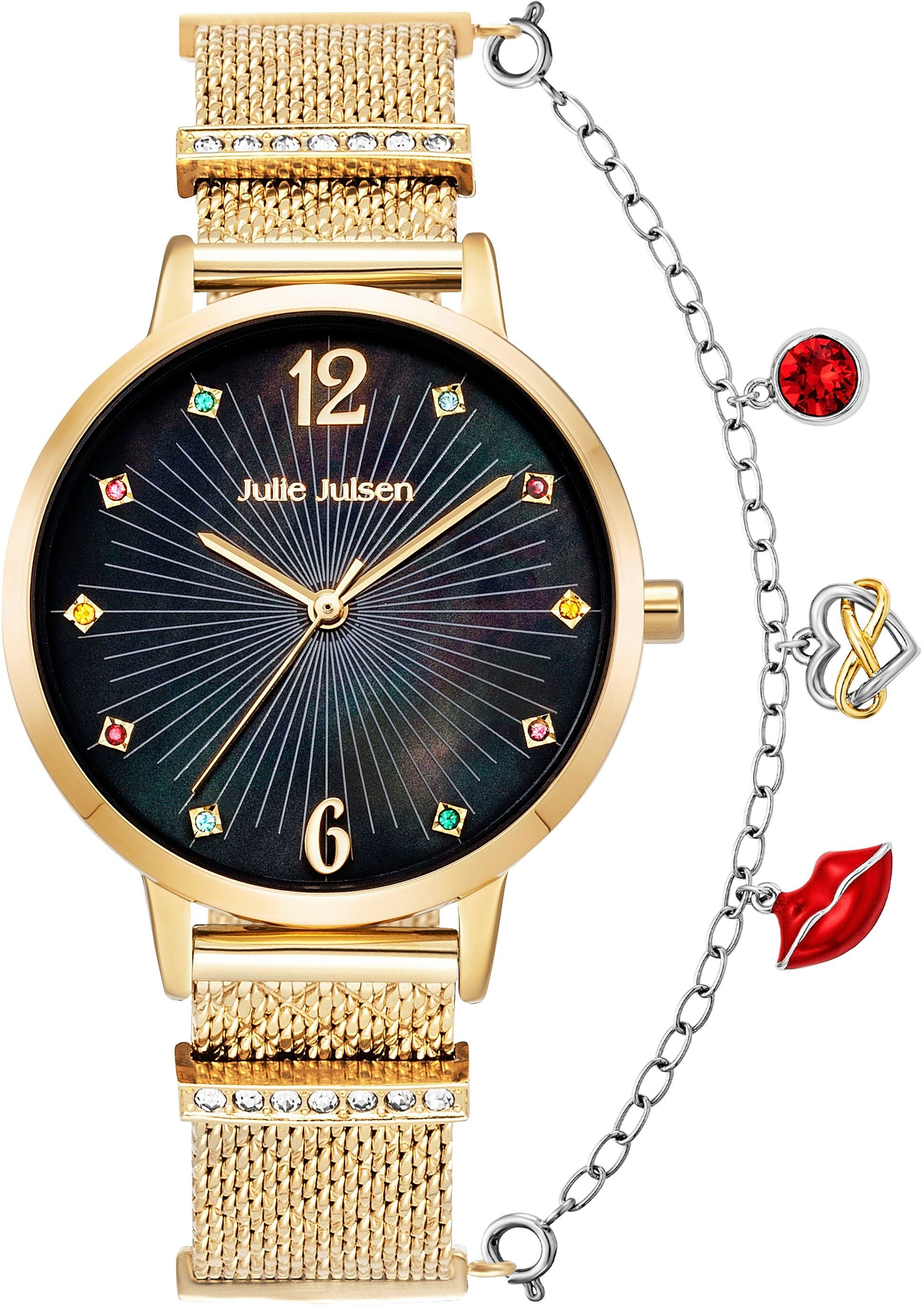 Julie Julsen Uhrencharmeinhänger Charming Red Lips, JJCG28645-4, Herz, Unendlichkeit, Uhrenkette, Accessoire, Geschenkidee