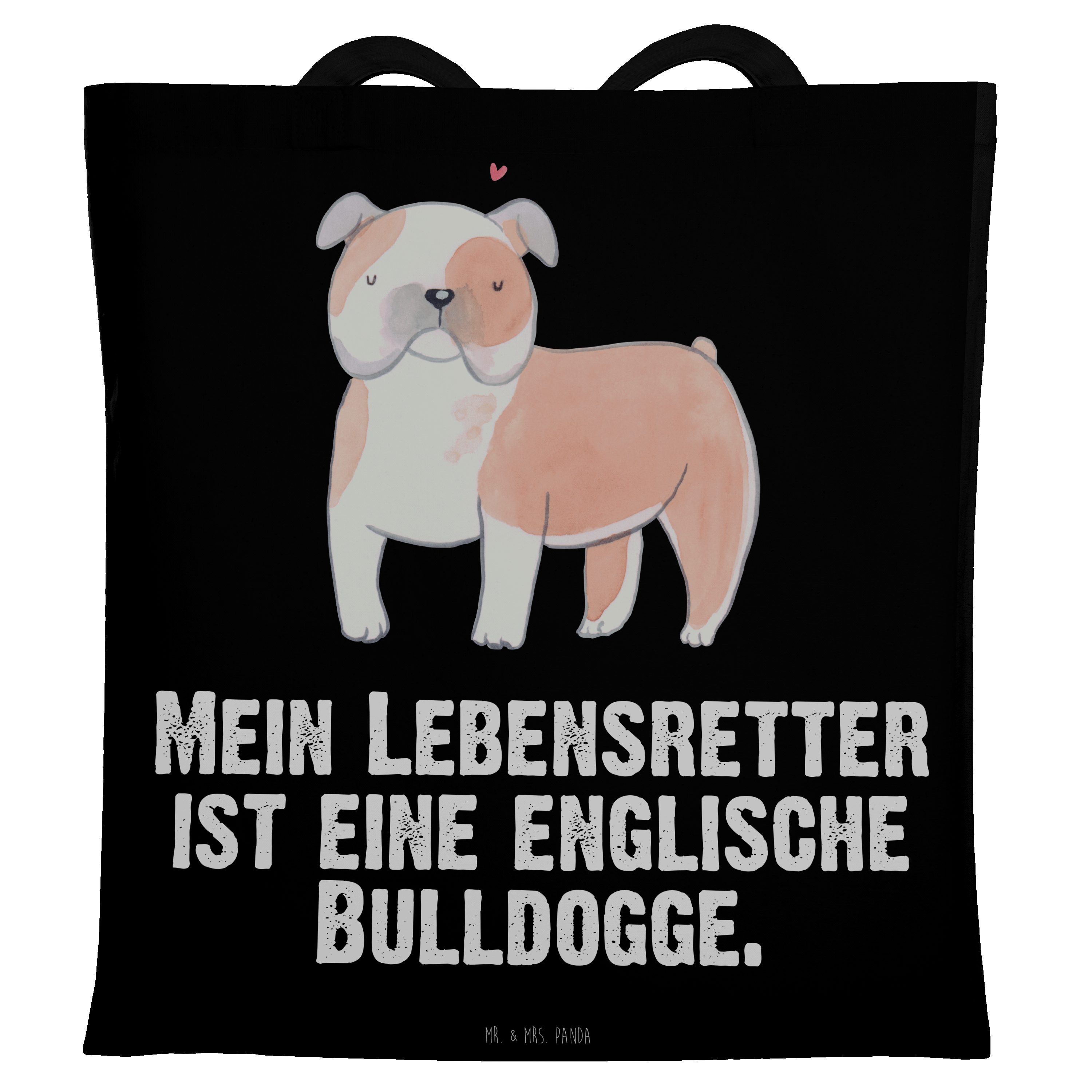 Tragetasche - St Schwarz (1-tlg) - & Panda Bulldogge Geschenk, Hunderasse, Mr. Englische Mrs. Lebensretter