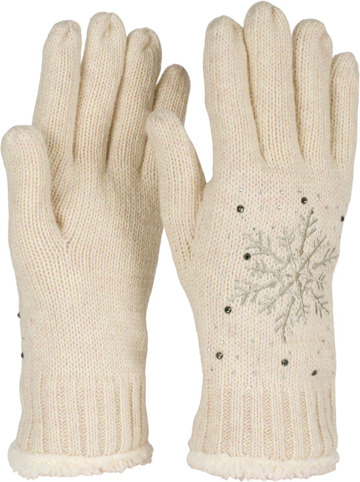 styleBREAKER Strickhandschuhe Strickhandschuhe mit Schneeflocke, Strass günstig online kaufen