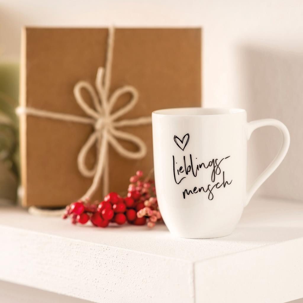 Villeroy & Boch Becher Statement Becher mit Henkel 'Lieblingsmensch', 1-tlg., Porzellan