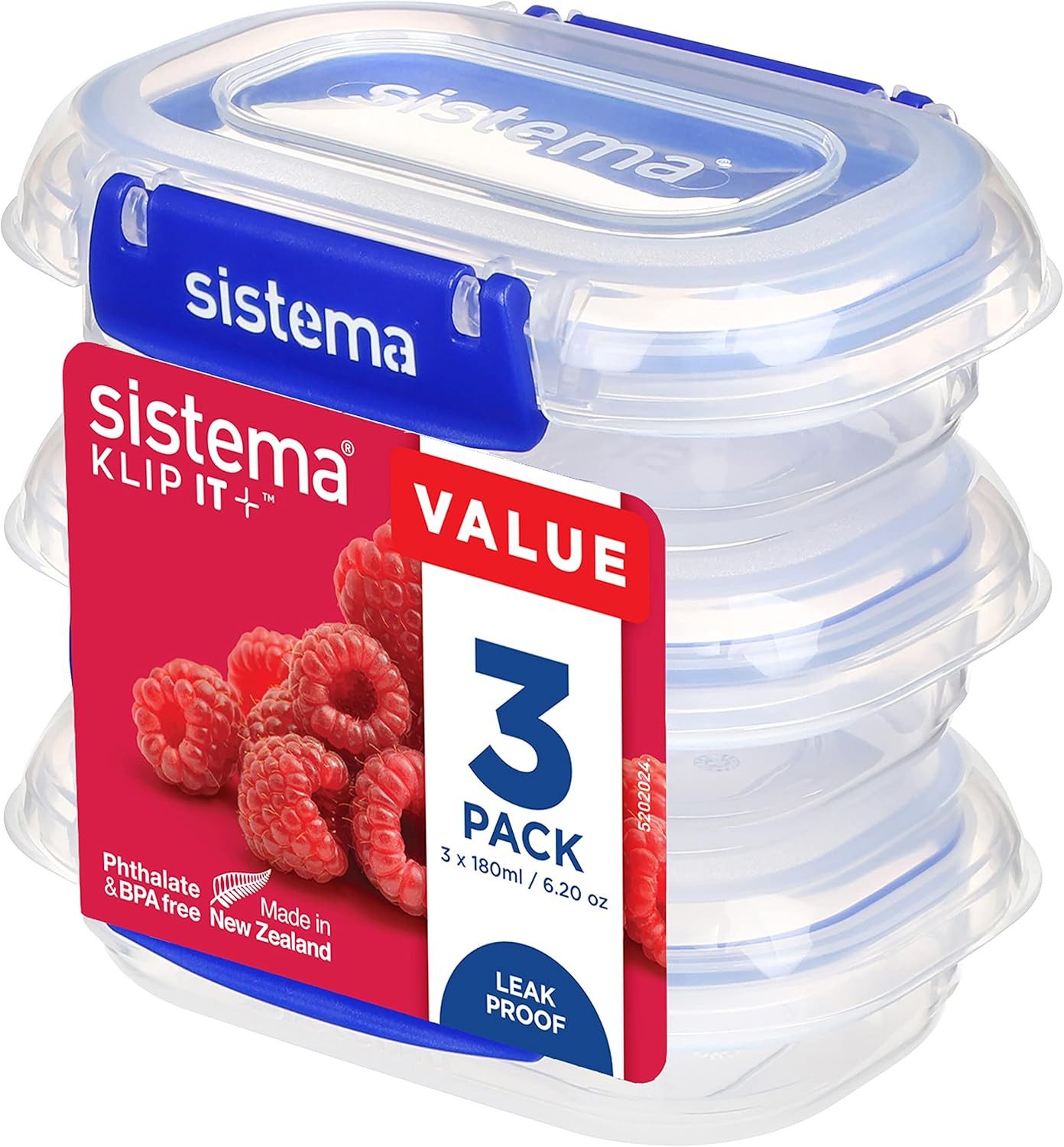 Aufbewahrungsbox Sistema 180ml Rectangle Klip It+, 3er Pack