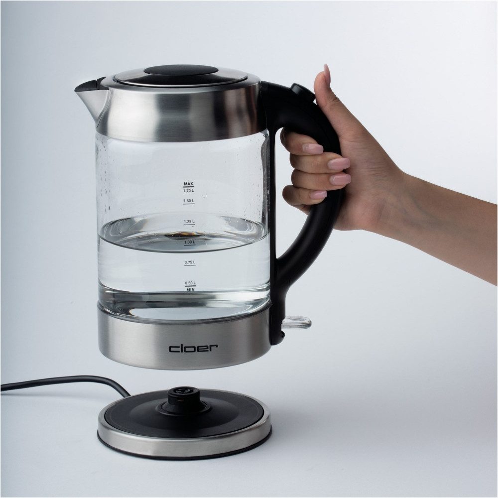 Cloer Wasserkocher Cloer 4429 Glas-Wasserkocher, 1.7 l, 2200 W, Wasserstandsanzeige