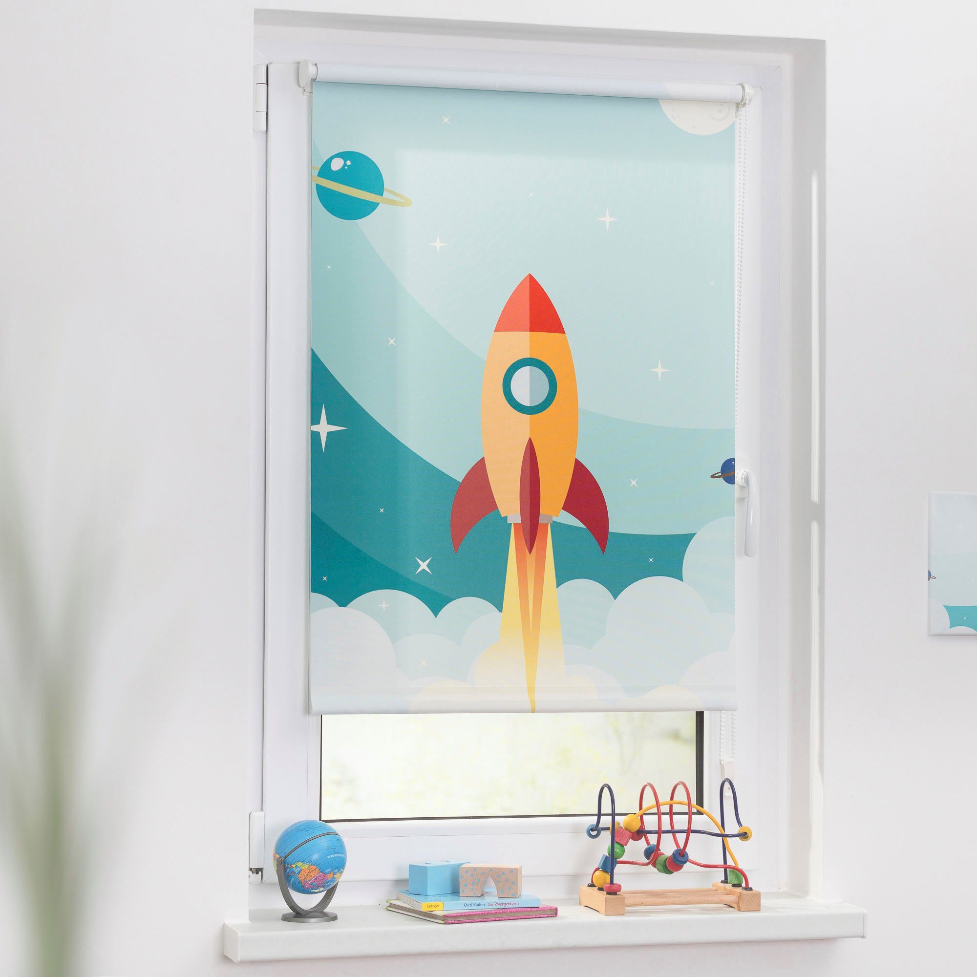 Seitenzugrollo Klemmfix Digital Rakete, LICHTBLICK ORIGINAL, günstig online kaufen