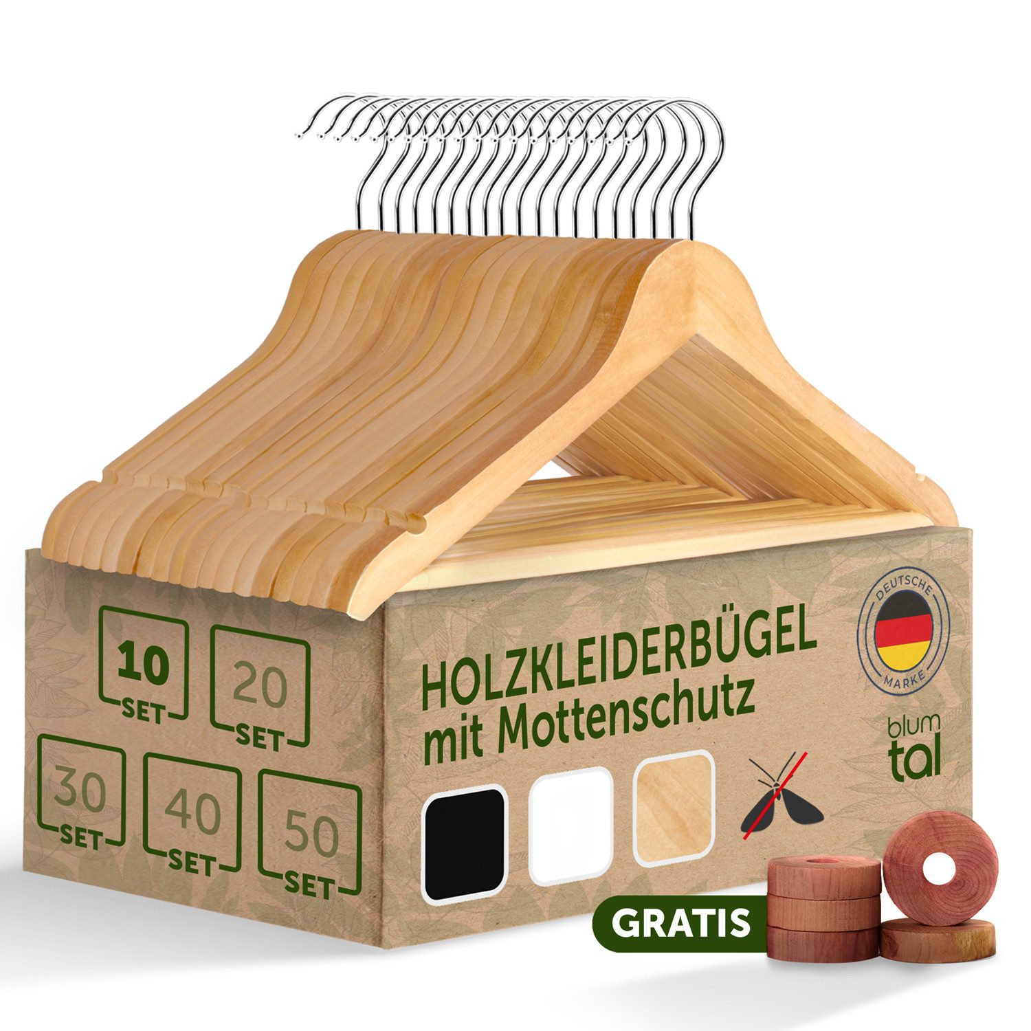 Blumtal Kleiderbügel Rutschfest aus Holz mit günstig online kaufen
