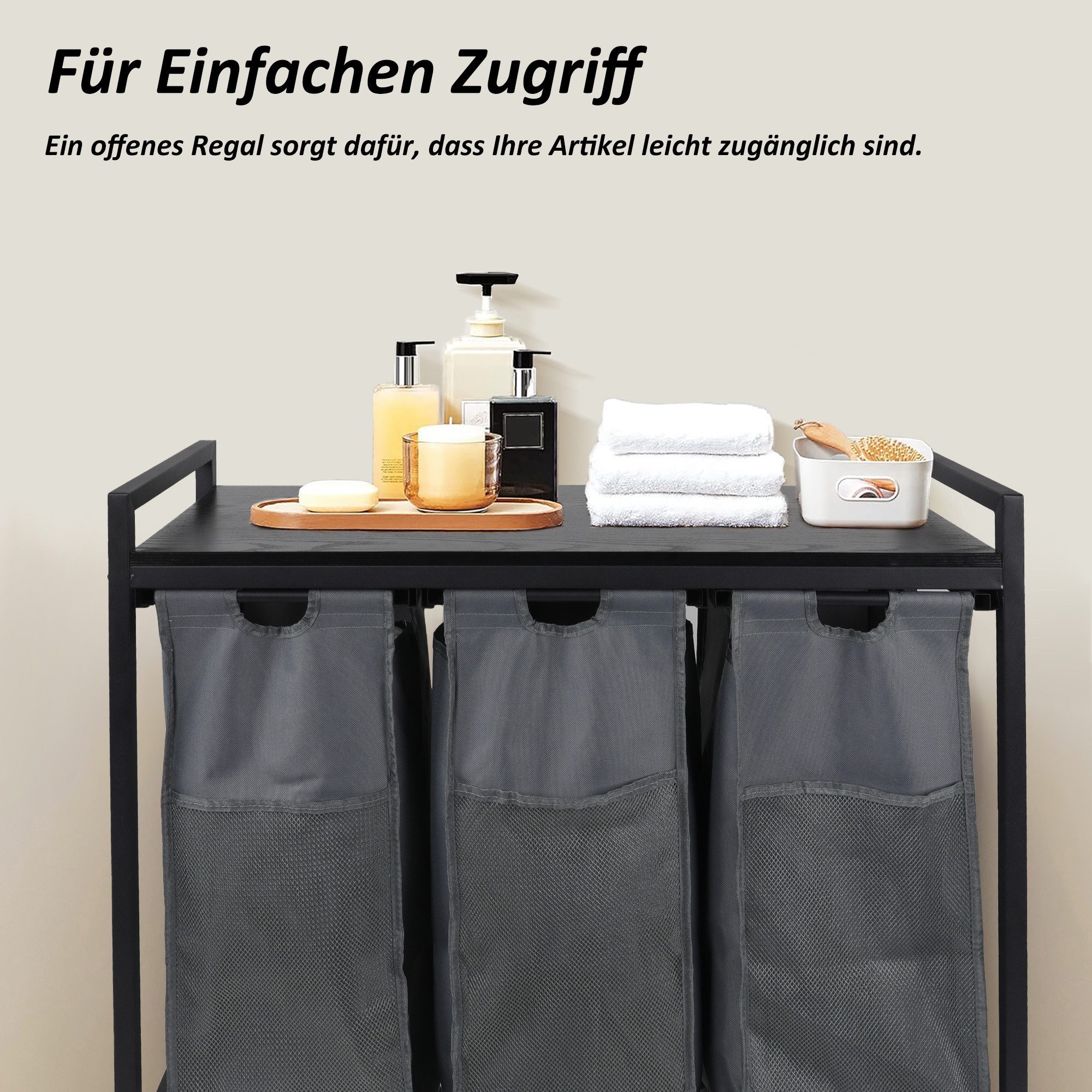 CALIYO Wäschekorb Wäschekorb 3 Fächer, Wäschesammler mit Ablage, Wäschebox günstig online kaufen