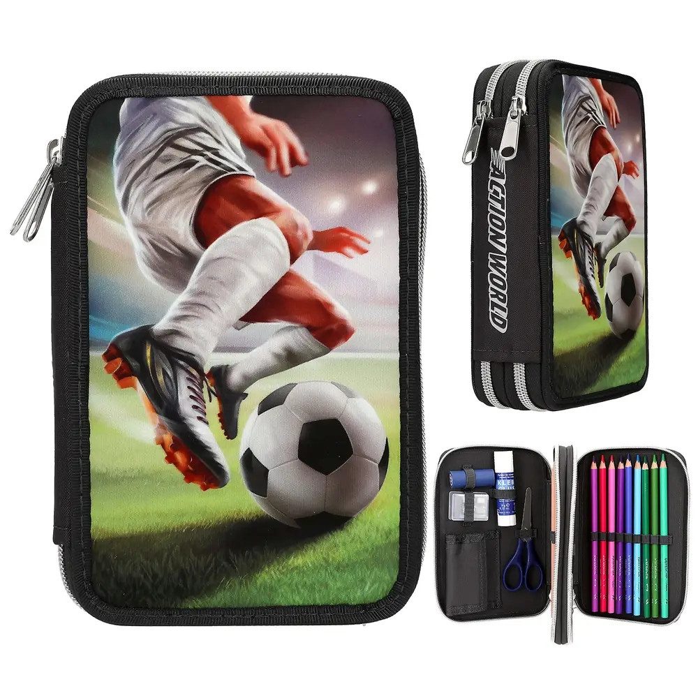 Dino World Kinderrucksack Action World 2 Fach Federtasche Fussball