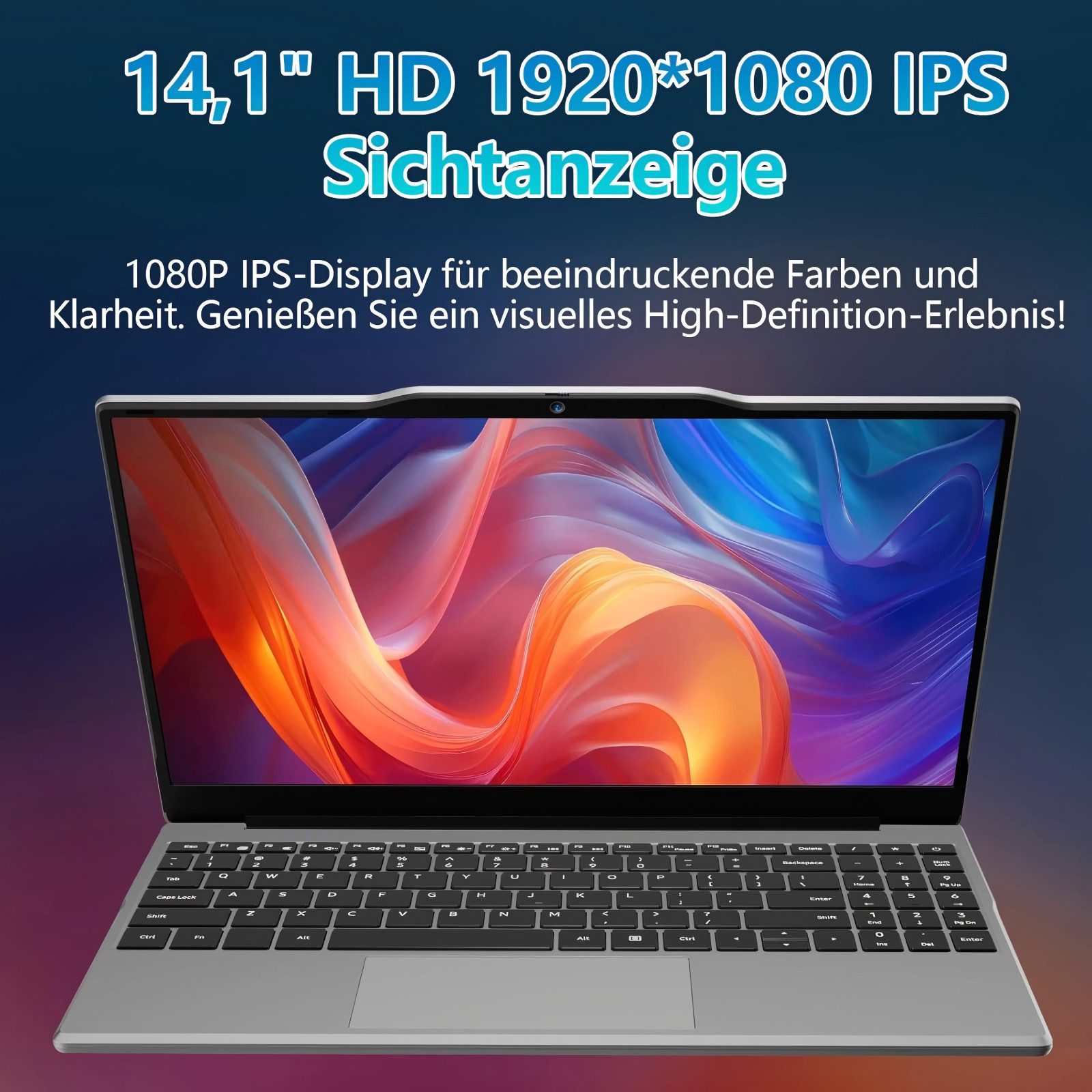 Auusda T141J Laptop mit kabelgebundener Maus, 14.1 Zoll, Intel N5095 Notebook (Intel UHD-Grafik N5105, 16 GB, 512 GB SSD, mit physischem Kameraschalter für optimale Sicherheit)