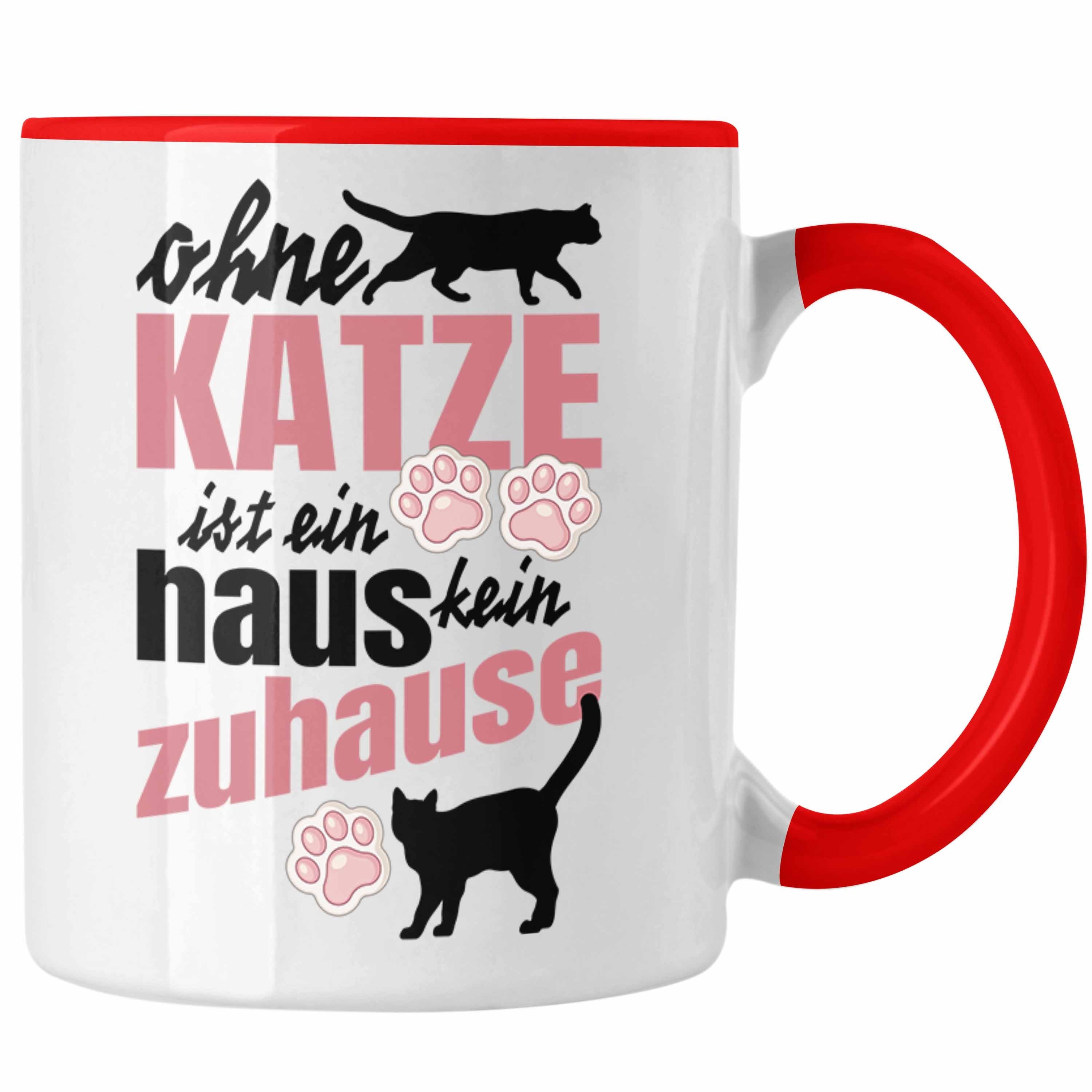 Trendation Tasse Trendation Geschenk Katzenmama Rot Spruch Katzenbesitzer Tasse Katzen Katze Kater mit Tassen - Geschenkidee Lustige