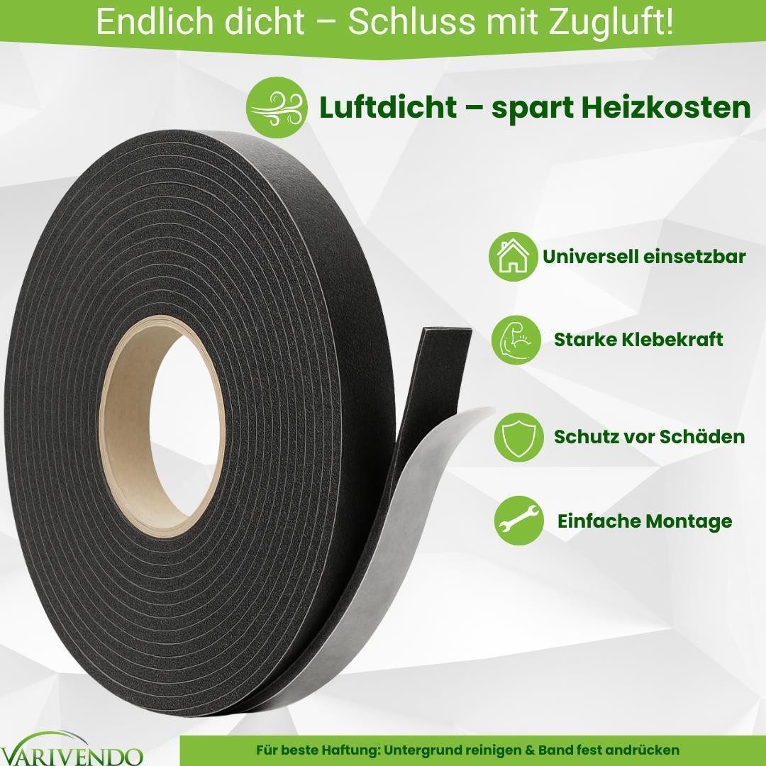 varivendo Verlegeband Dichtungsband selbstklebend transparent 20 Meter (Rollen, 2-St., Zugluftdichtung) Fensterdichtung Dichtungsband Türdichtung schaumstoffdichtung