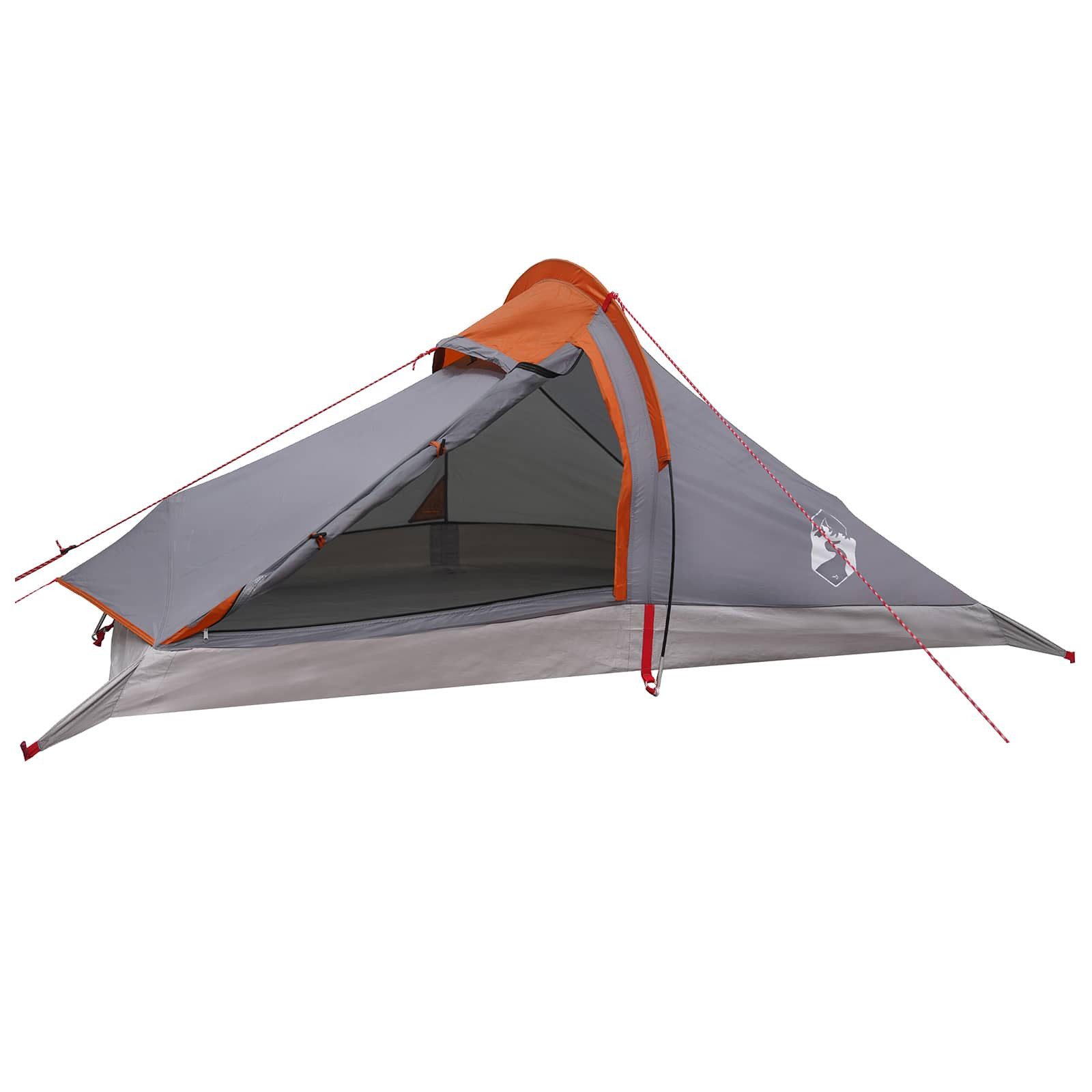 vidaXL Kuppelzelt Trekkingzelt 4 Personen Grau und Orange, (1 tlg)