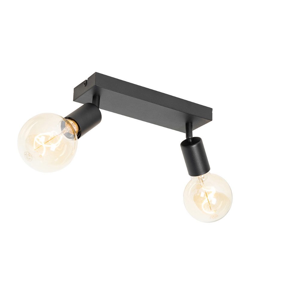 Qazqa LED Aufbaustrahler Facil, ohne Leuchtmittel, E27, Schwarz, Modern, Stahl, 2-flammig