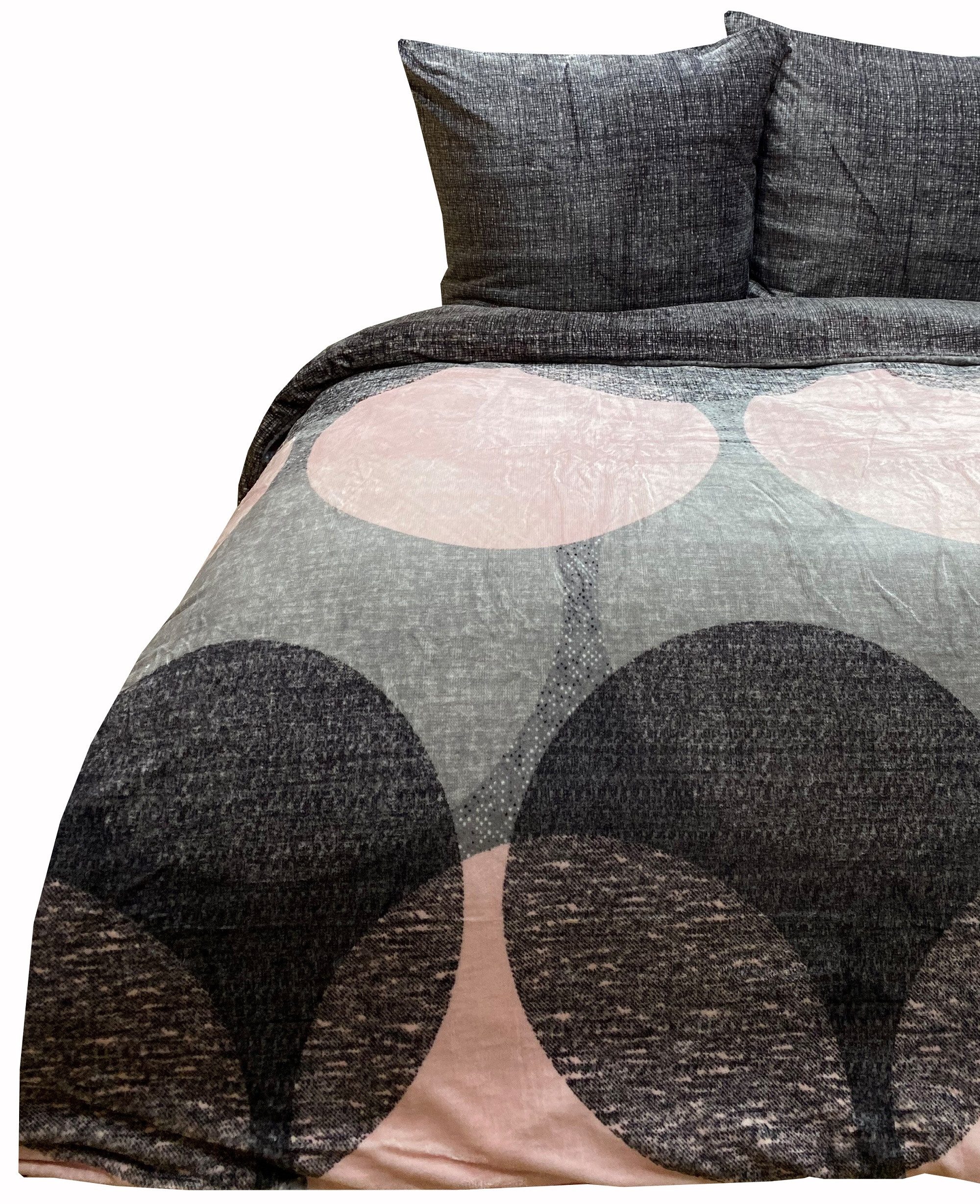 Bettwäsche Plüschbettwäsche mit Kreisstruktur, Wendebettwäsche mit Reißverschluss