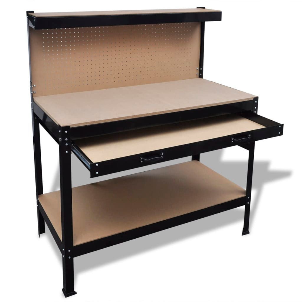 vidaXL Werkbank Werkbank mit Lochwand und Schublade, (1-tlg)