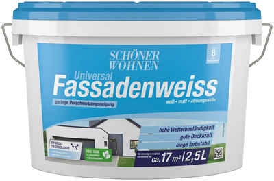 SCHÖNER WOHNEN-Kollektion Fassadenfarbe »Universal-Fassadenweiss«, 2,5 Liter, weiß, hoch wasserdampfdurchlässig & wetterbeständig