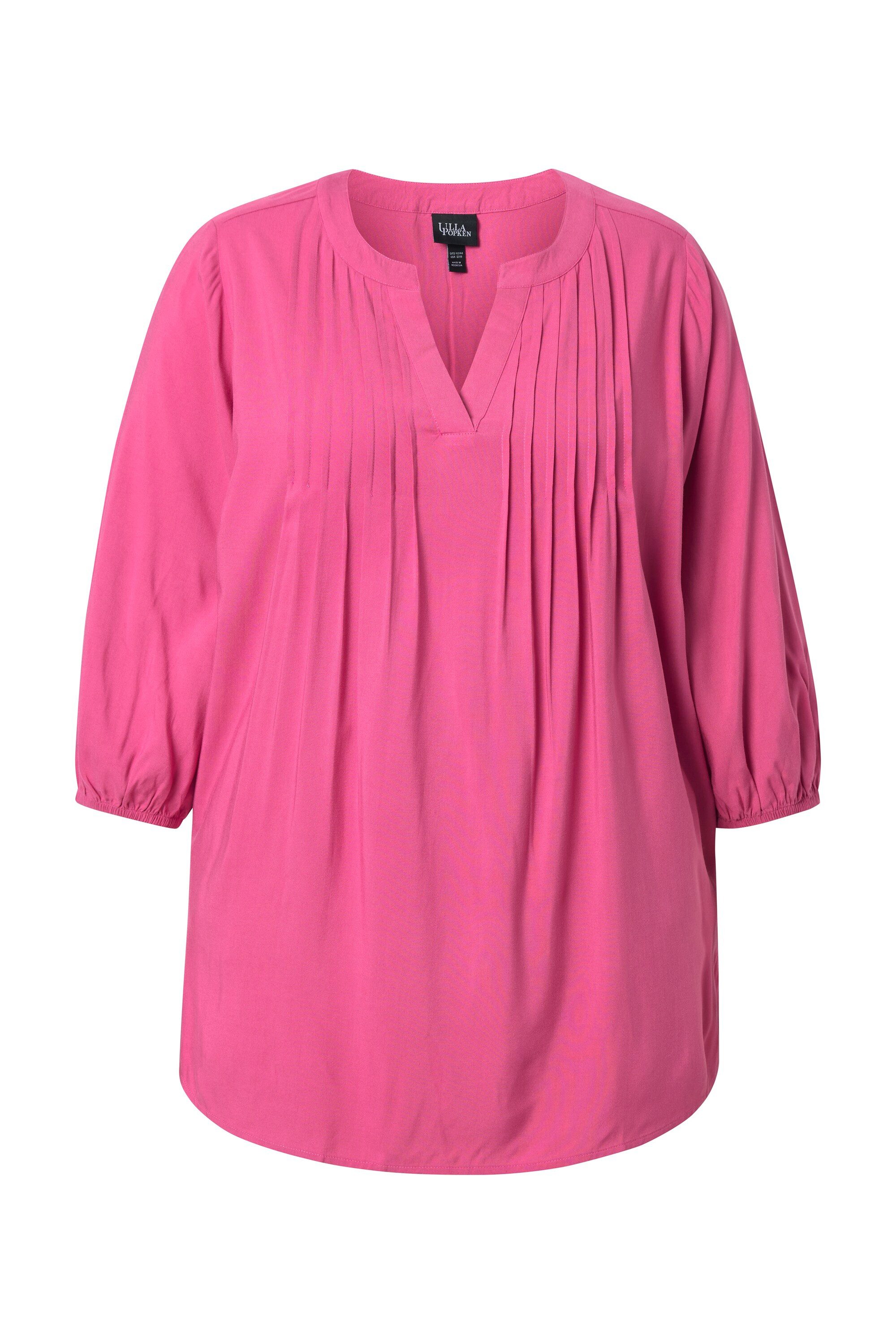 Ulla Popken Tunika Bluse Biesen Tunika-Ausschnitt 3/4-Ballonarm