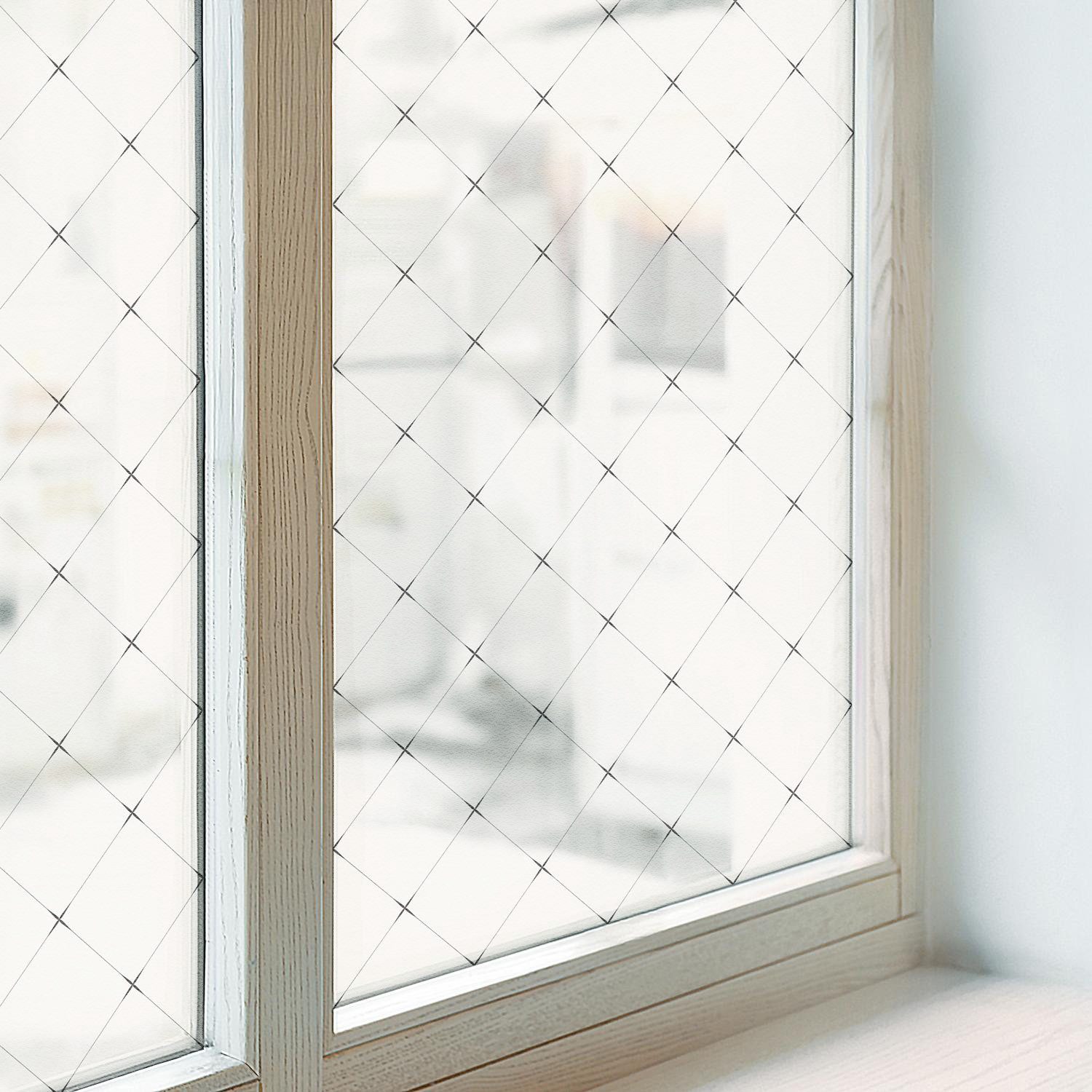 Tulup Fensterbild Sichtschutz Klebefolie Für Fenster, Milchglas Fensterfolie, Elegantes Rautenmuster - Weiß, Grau, Schwarz