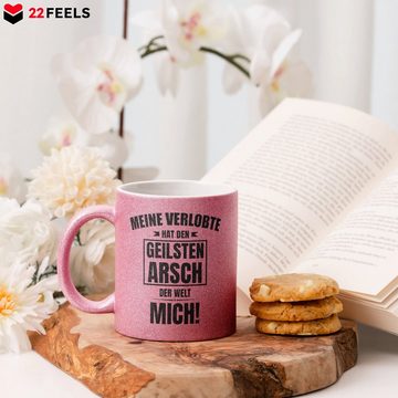 22Feels Tasse Verlobter Geschenk Männer Verlobung Bekannt Geben Für Ihn Spruch, Keramik, Glitzertasse, Made in Germany