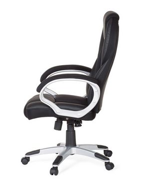 Amstyle Gaming Chair SPM1.133 (Kunstleder Schwarz, Bürostuhl XXL 120 kg Modern), Schreibtischstuhl Drehbar, Drehstuhl mit Armlehne