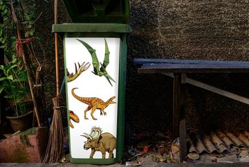 MuchoWow Wandsticker Dinosaurier - Zeichnung - Jungen - Kinder (1 St), Mülleimer-aufkleber, Mülltonne, Sticker, Container, Abfalbehälter