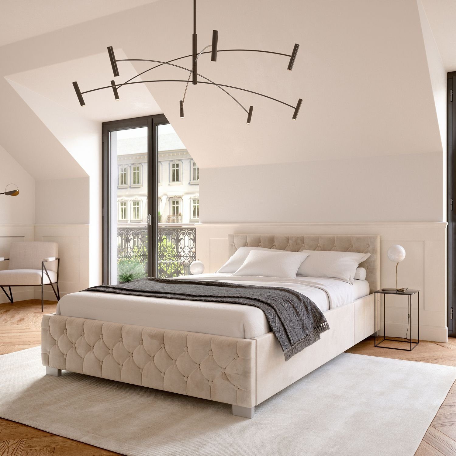 Juskys Polsterbett Nizza, Stauraum, LED Licht, günstig online kaufen