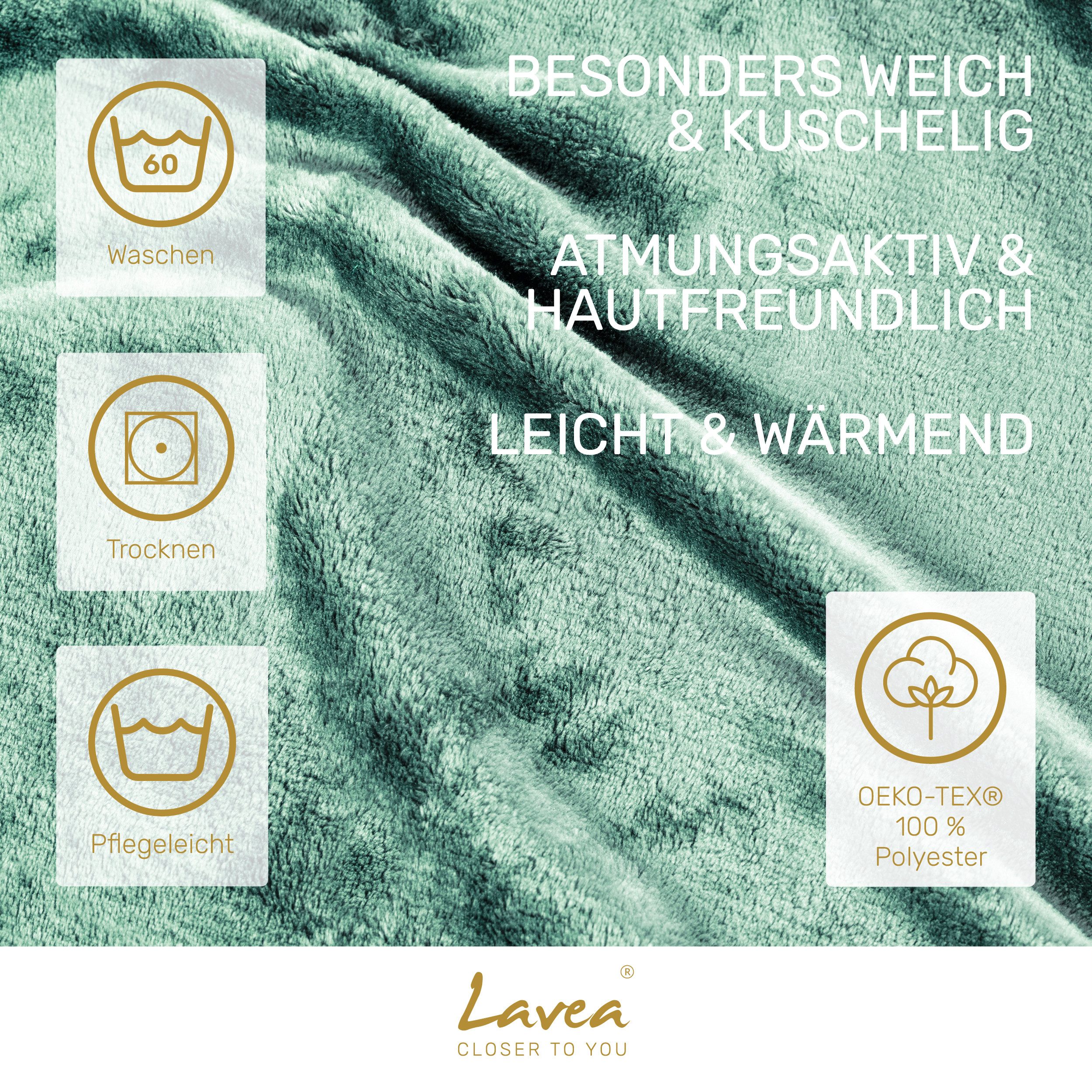 Wohndecke Kuscheldecke, Fleecedecke, Wolldecke flauschig und weich, Lavea, Sofadecke, Atmungsaktiv & Hautfreundlich, Decke