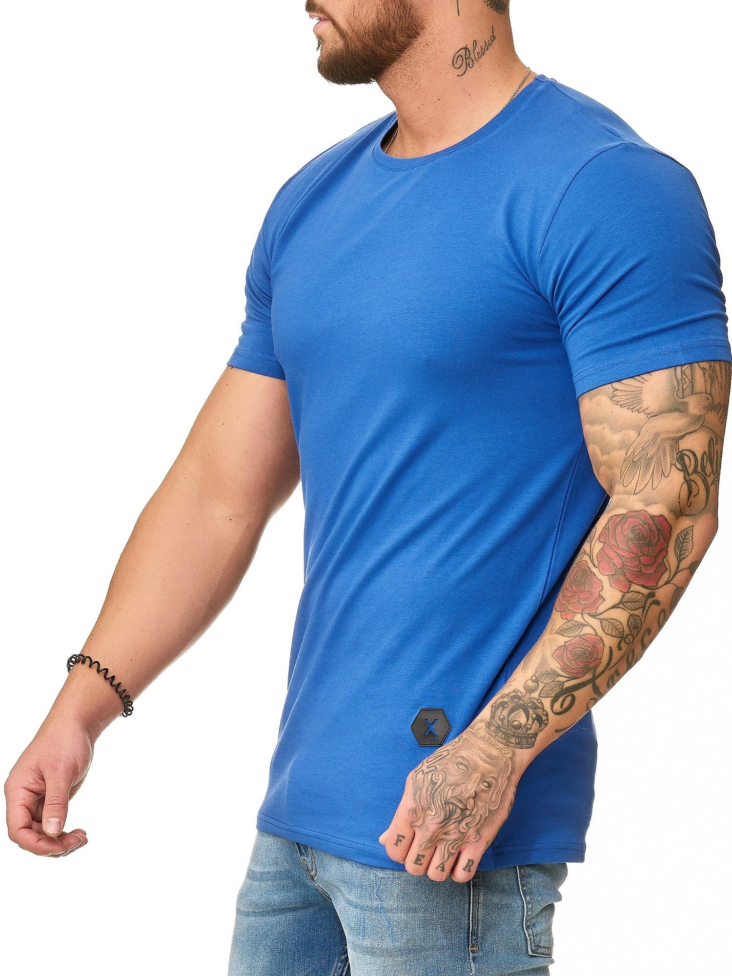 OneRedox T-Shirt Blau (Shirt Fitness Tee, Freizeit 1307C Kurzarmshirt Royal Casual Polo 1-tlg)